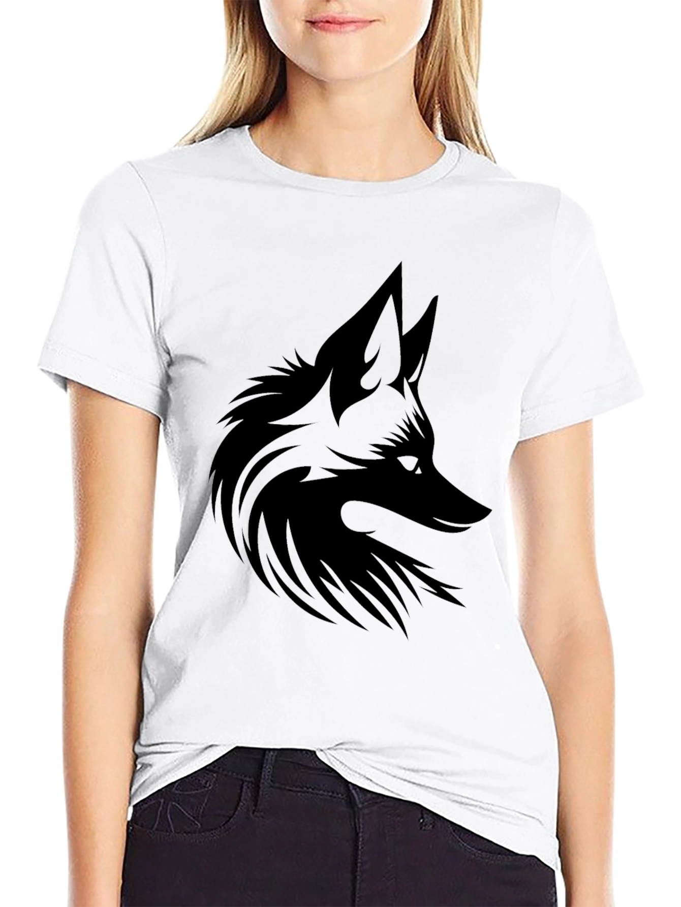 Mens Black T-Shirt with Fox Graphic