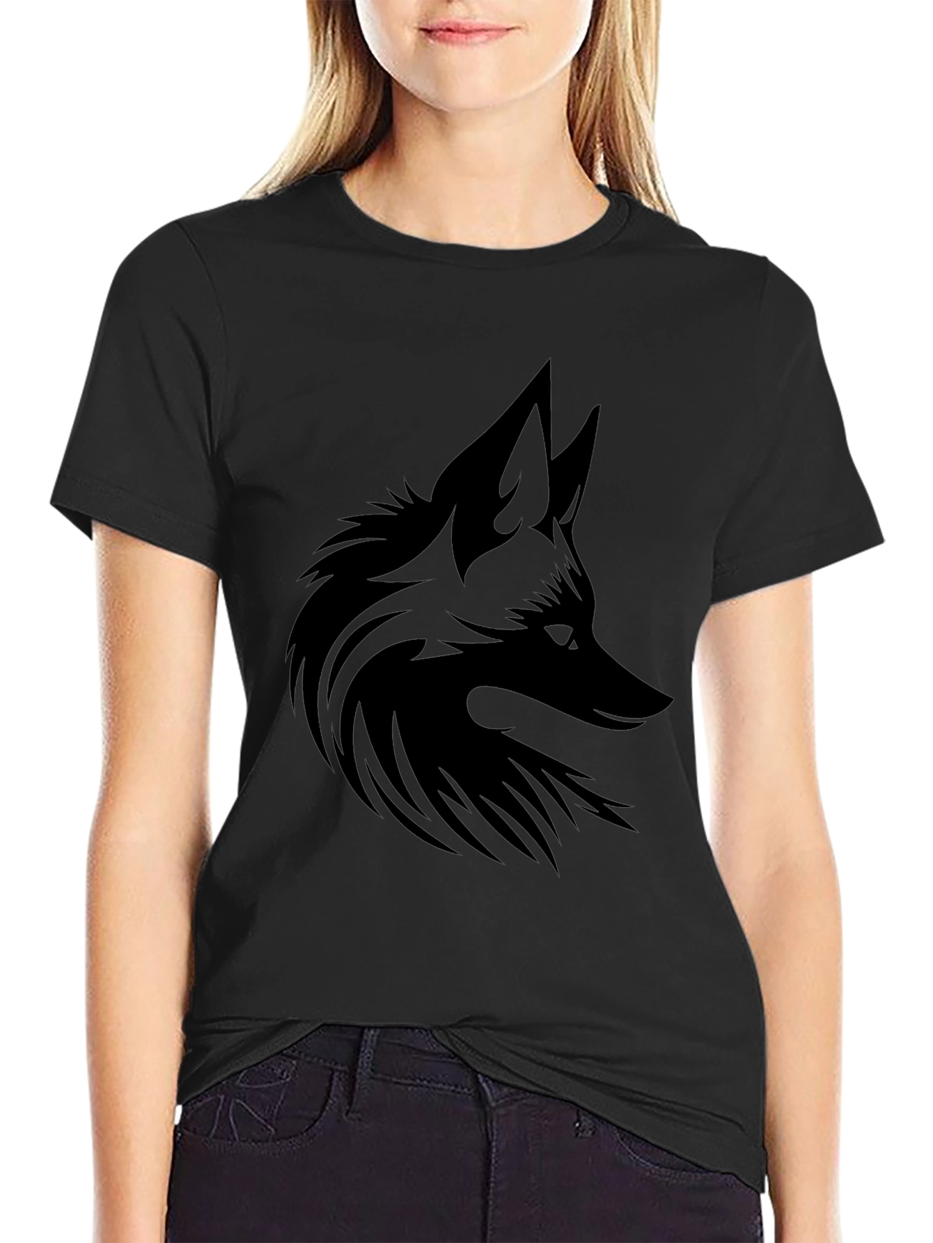 Mens Black T-Shirt with Fox Graphic