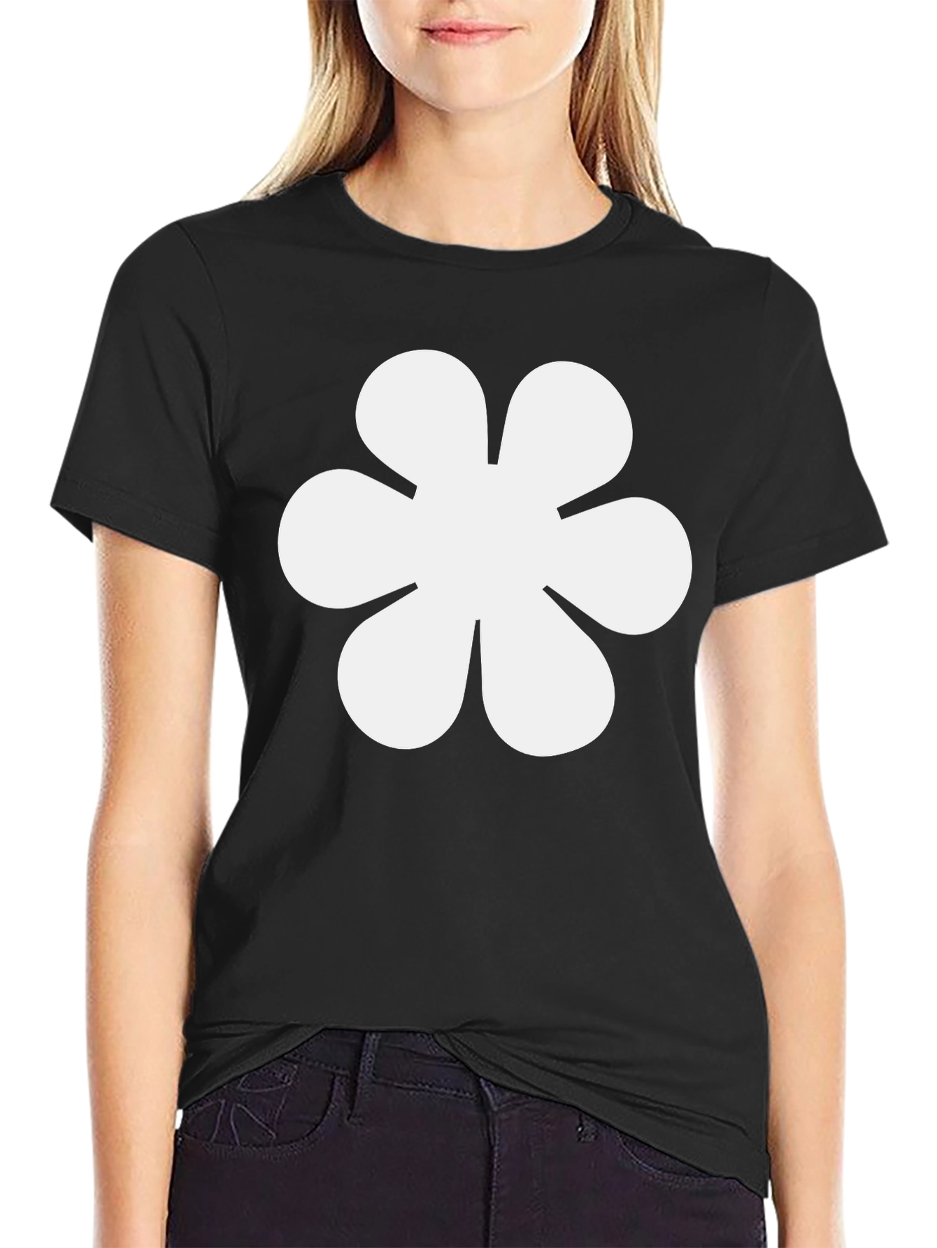 Minimalist Flower T-Shirt - Soft Black Tee