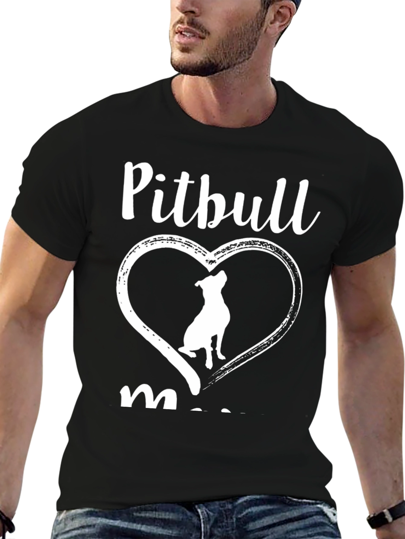 Pitbull Mom Graphic Tee - Black Cotton Shirt