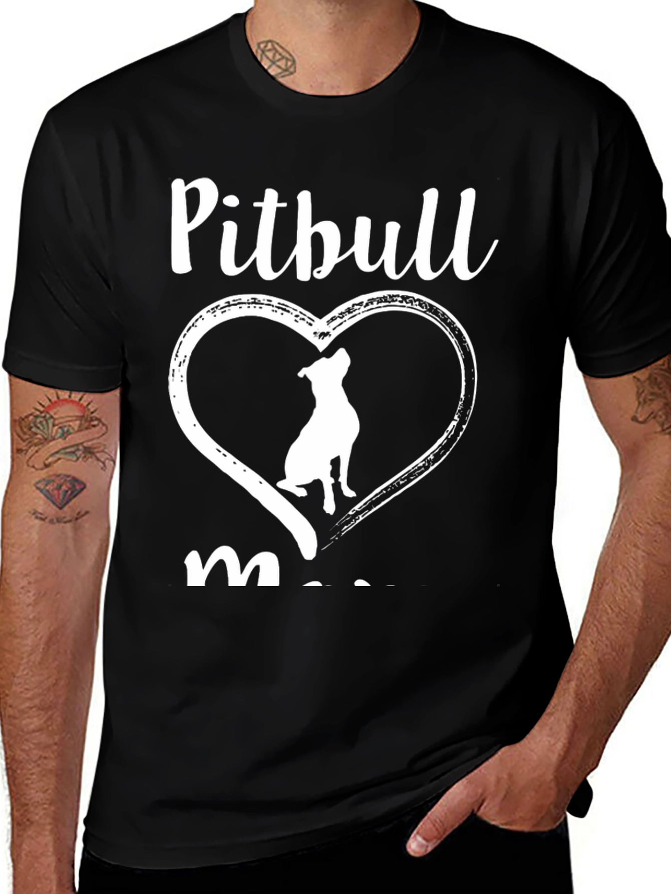 Pitbull Mom Graphic Tee - Black Cotton Shirt