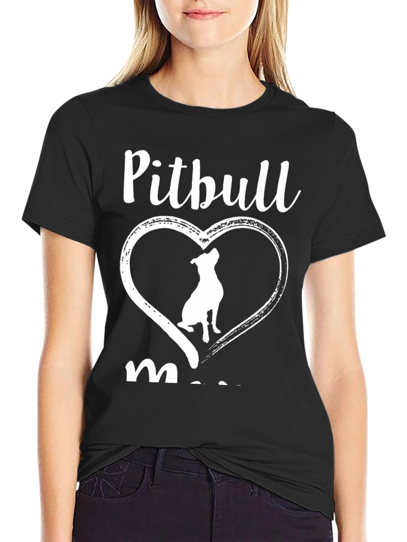 Pitbull Mom Graphic Tee - Black Cotton Shirt