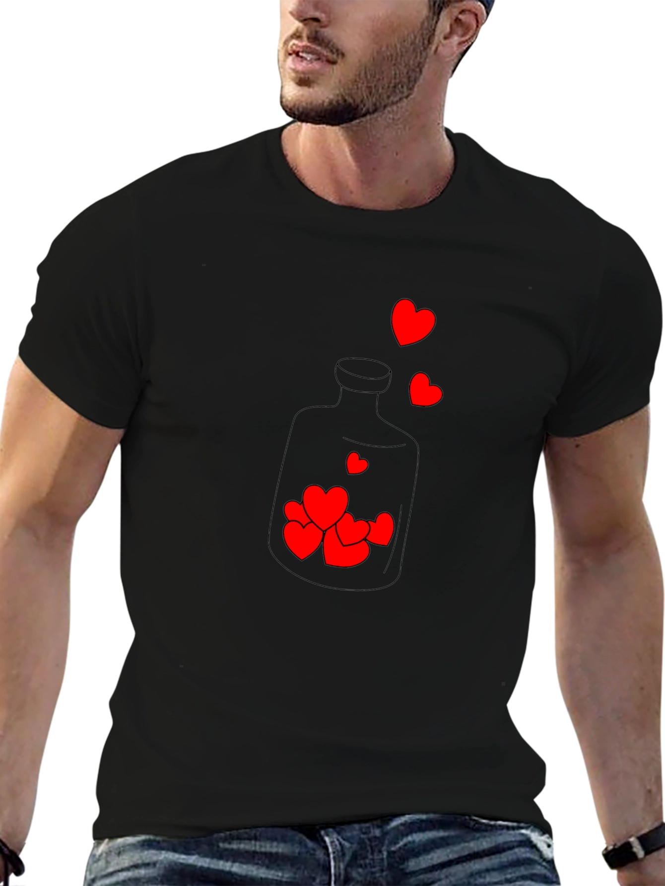 Heart Bottle Graphic Tee - Black T-Shirt