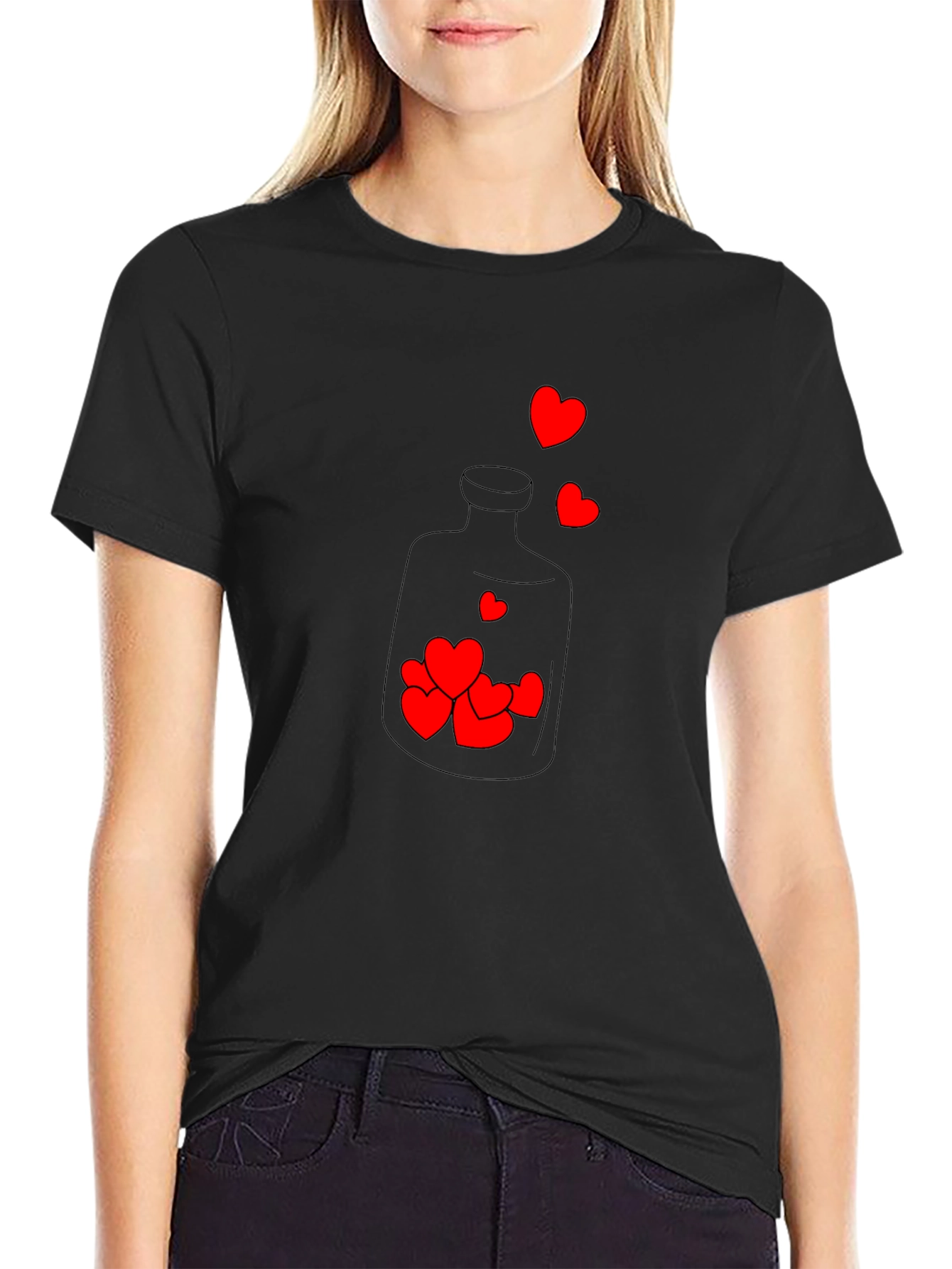 Heart Bottle Graphic Tee - Black T-Shirt