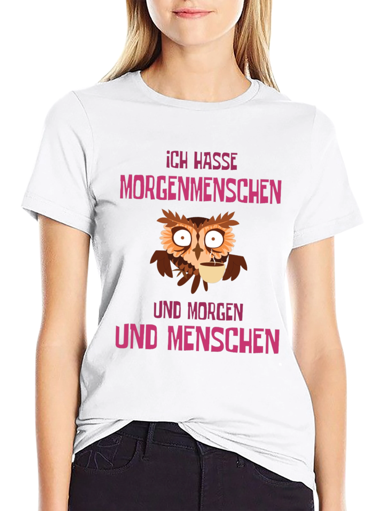 Ich Hasse Morgenmenschen Owl Graphic Tee