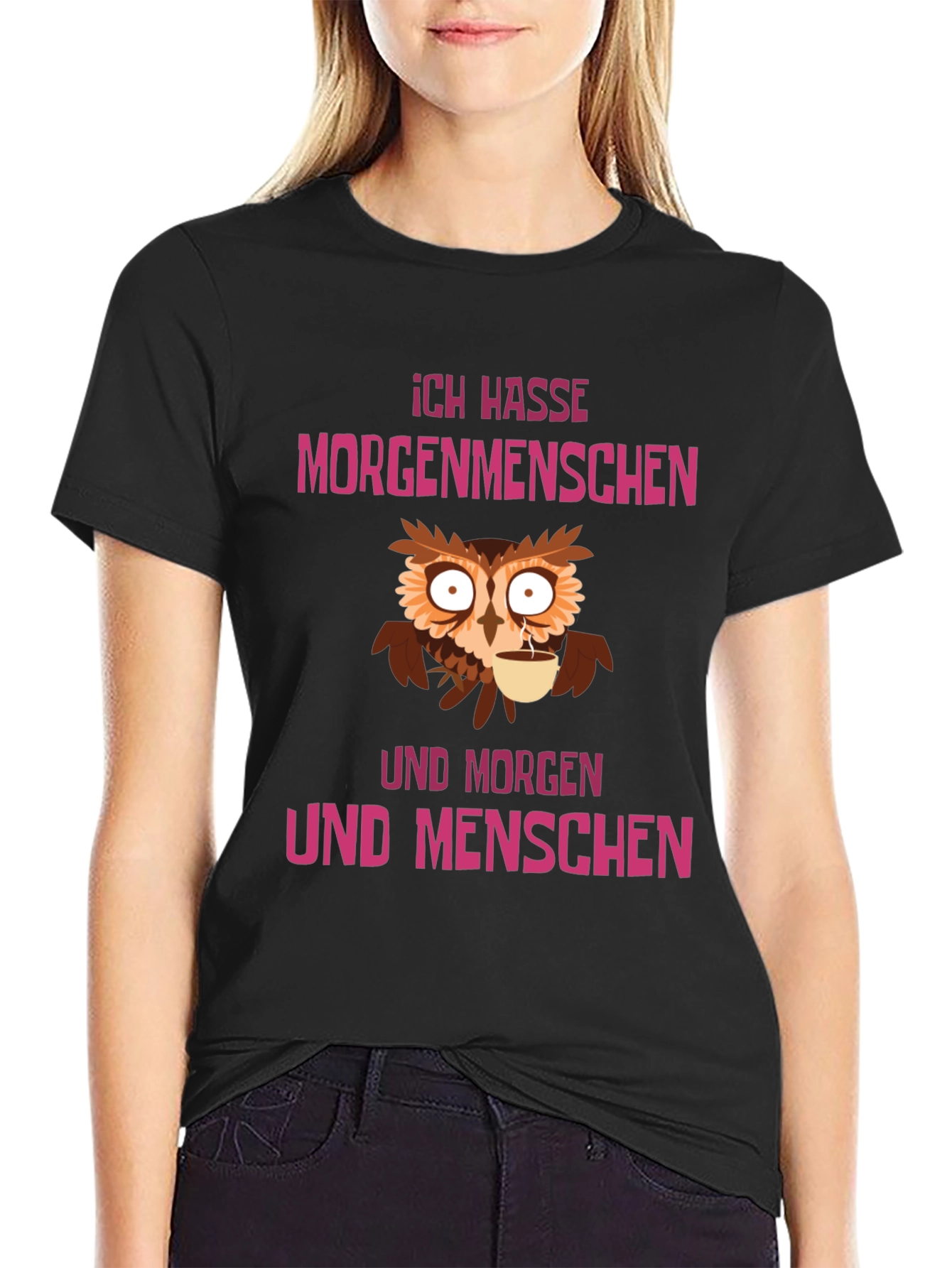 Ich Hasse Morgenmenschen Owl Graphic Tee