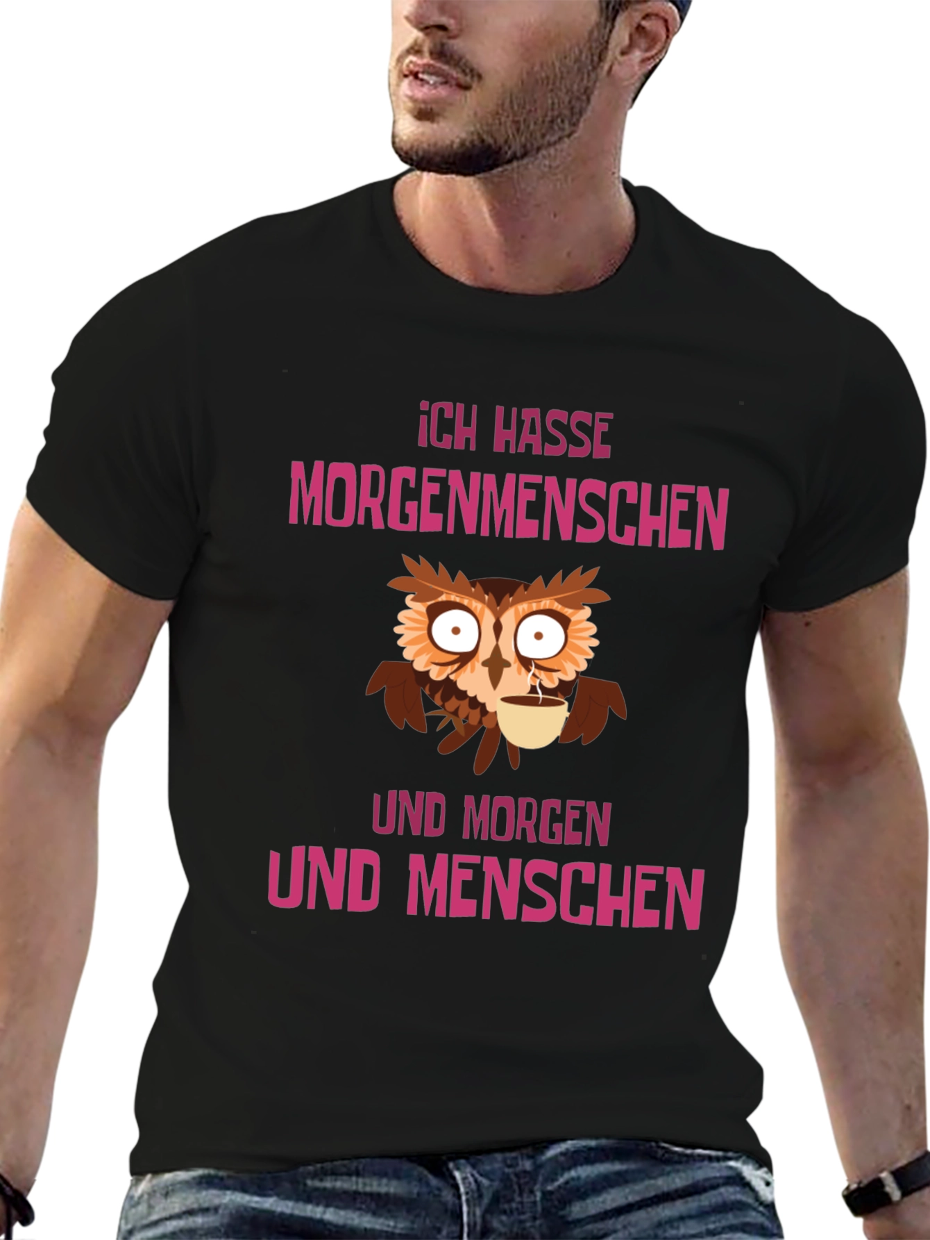 Ich Hasse Morgenmenschen Owl Graphic Tee
