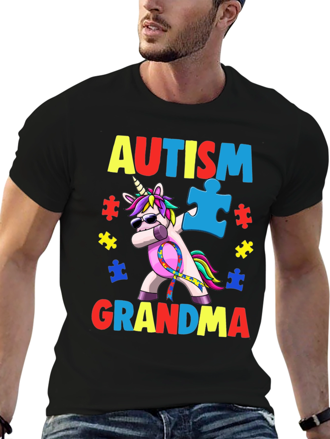 Autism Grandma Unicorn Dabbing T-Shirt