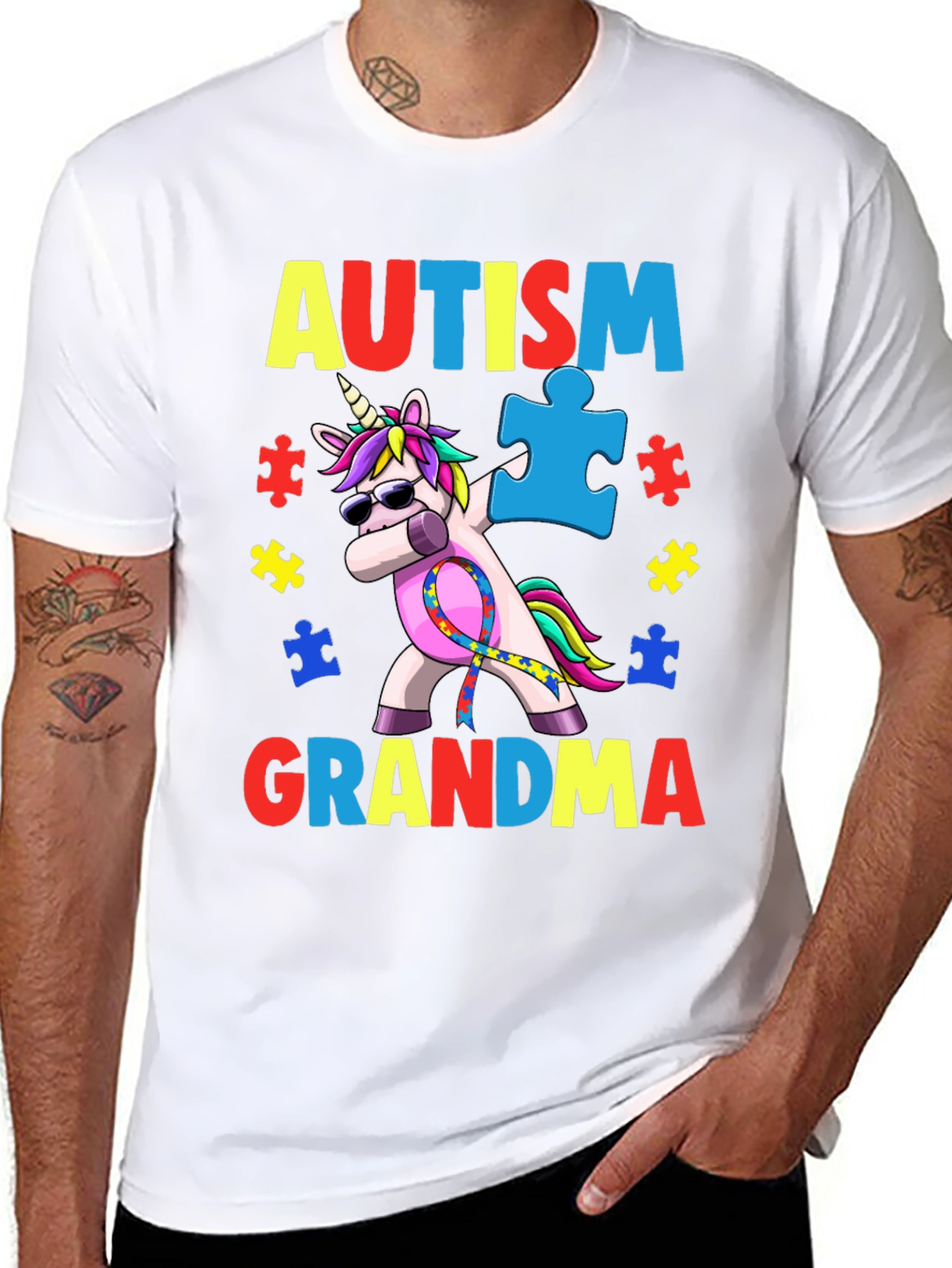 Autism Grandma Unicorn Dabbing T-Shirt
