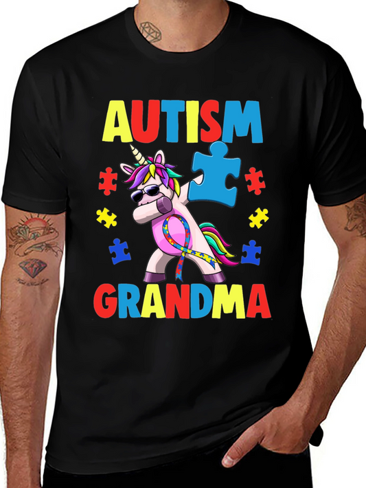 Autism Grandma Unicorn Dabbing T-Shirt