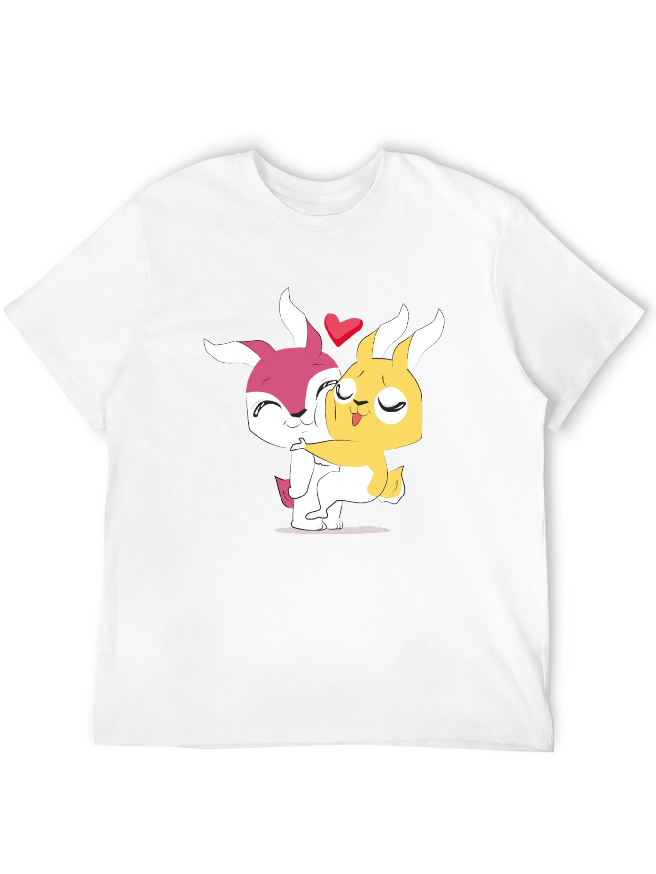 Cute Cartoon Bunny Hug Black T-Shirt