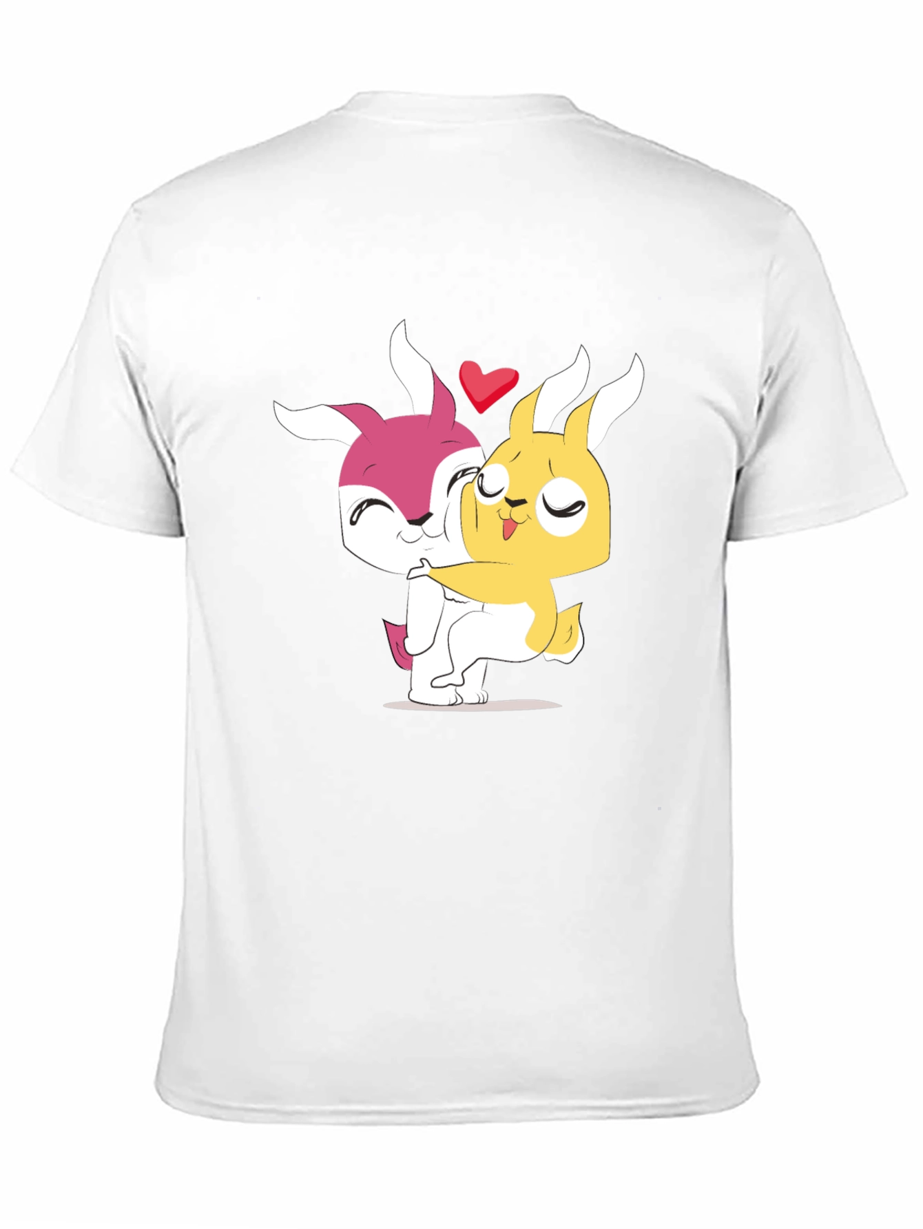 Cute Cartoon Bunny Hug Black T-Shirt
