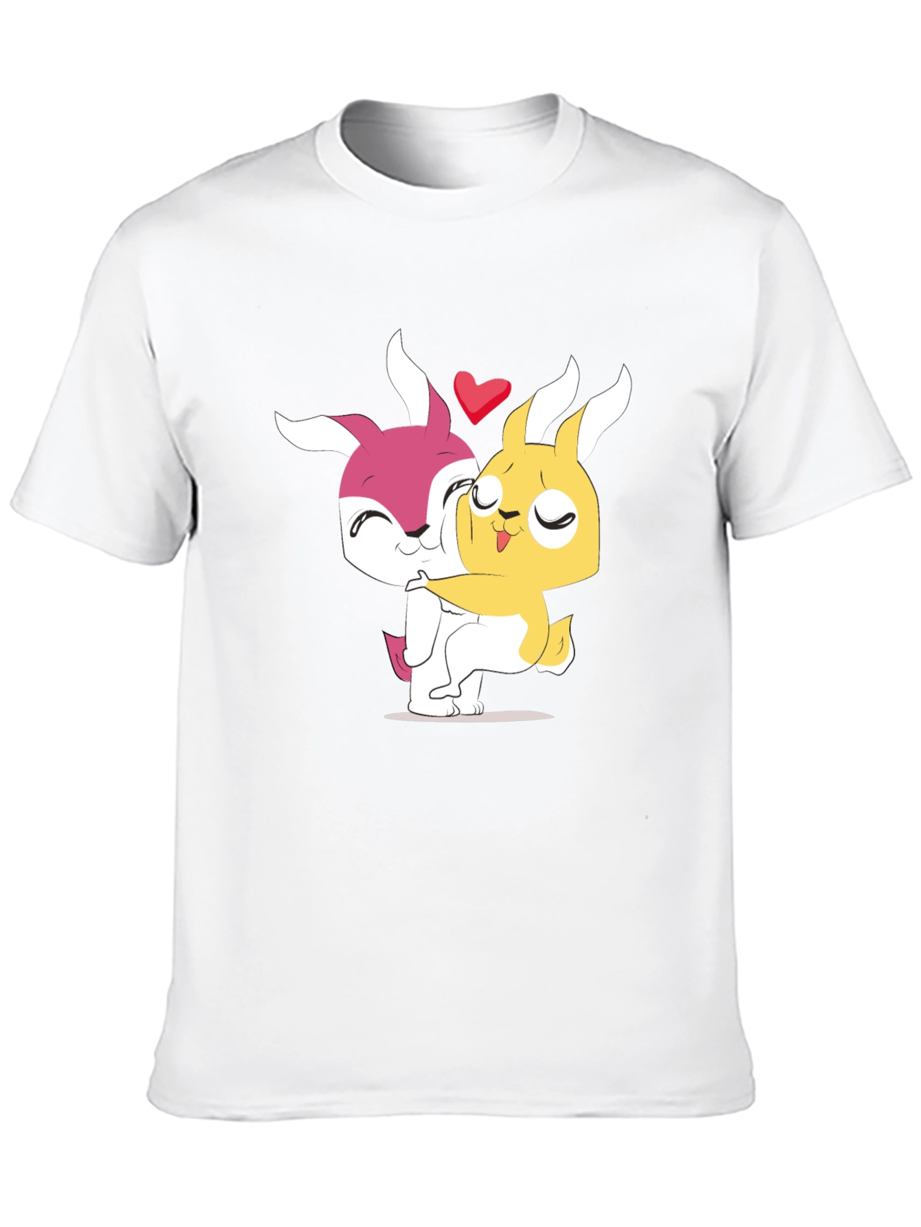 Cute Cartoon Bunny Hug Black T-Shirt