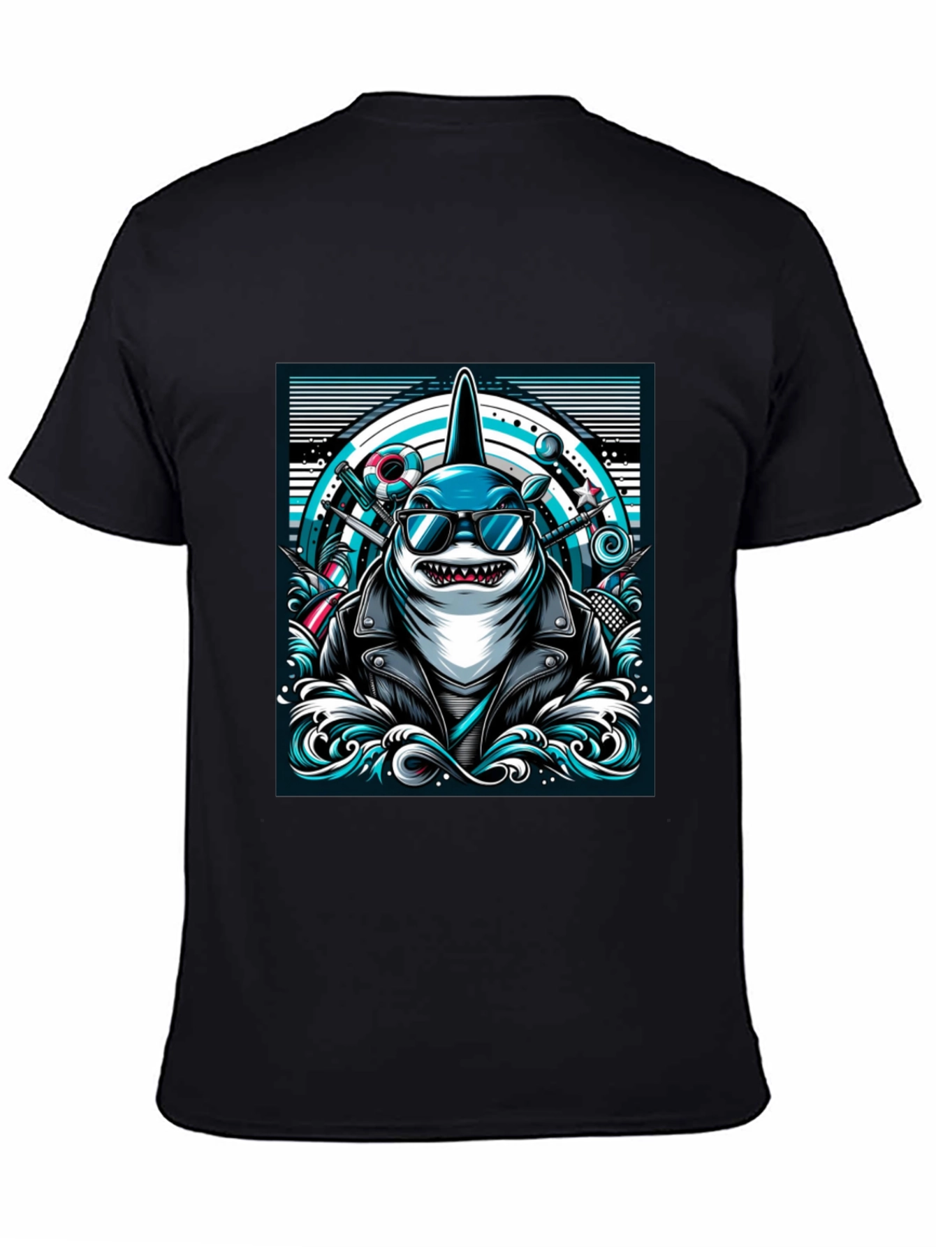Cool Shark Graphic Tee - Biker Style