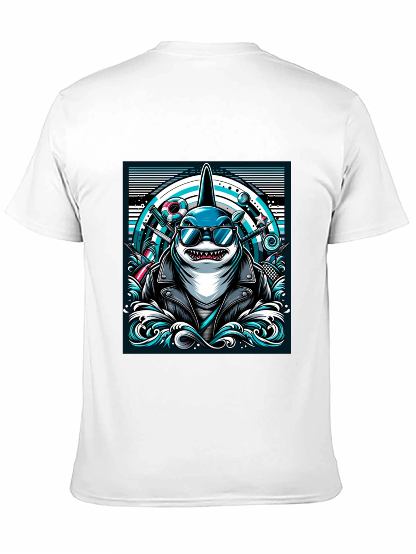 Cool Shark Graphic Tee - Biker Style
