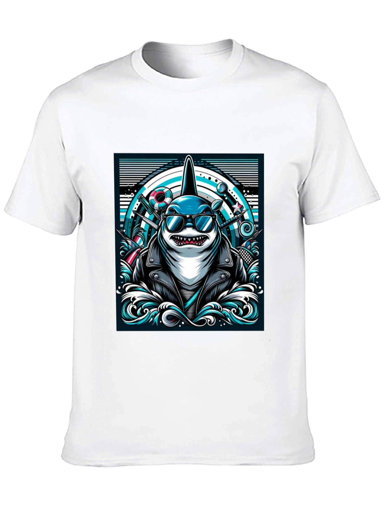 Cool Shark Graphic Tee - Biker Style