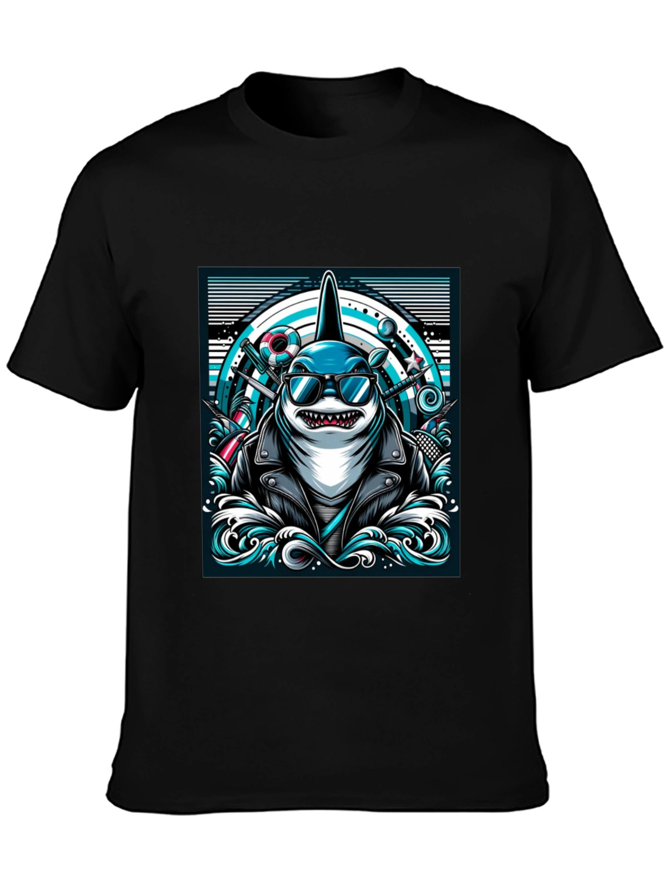 Cool Shark Graphic Tee - Biker Style