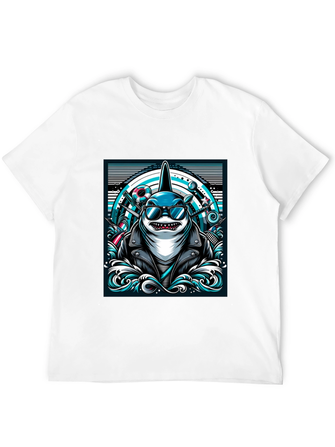 Cool Shark Graphic Tee - Biker Style