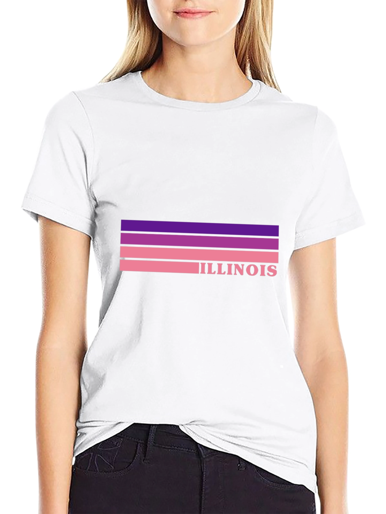 Illinois Retro Striped T-Shirt - Black