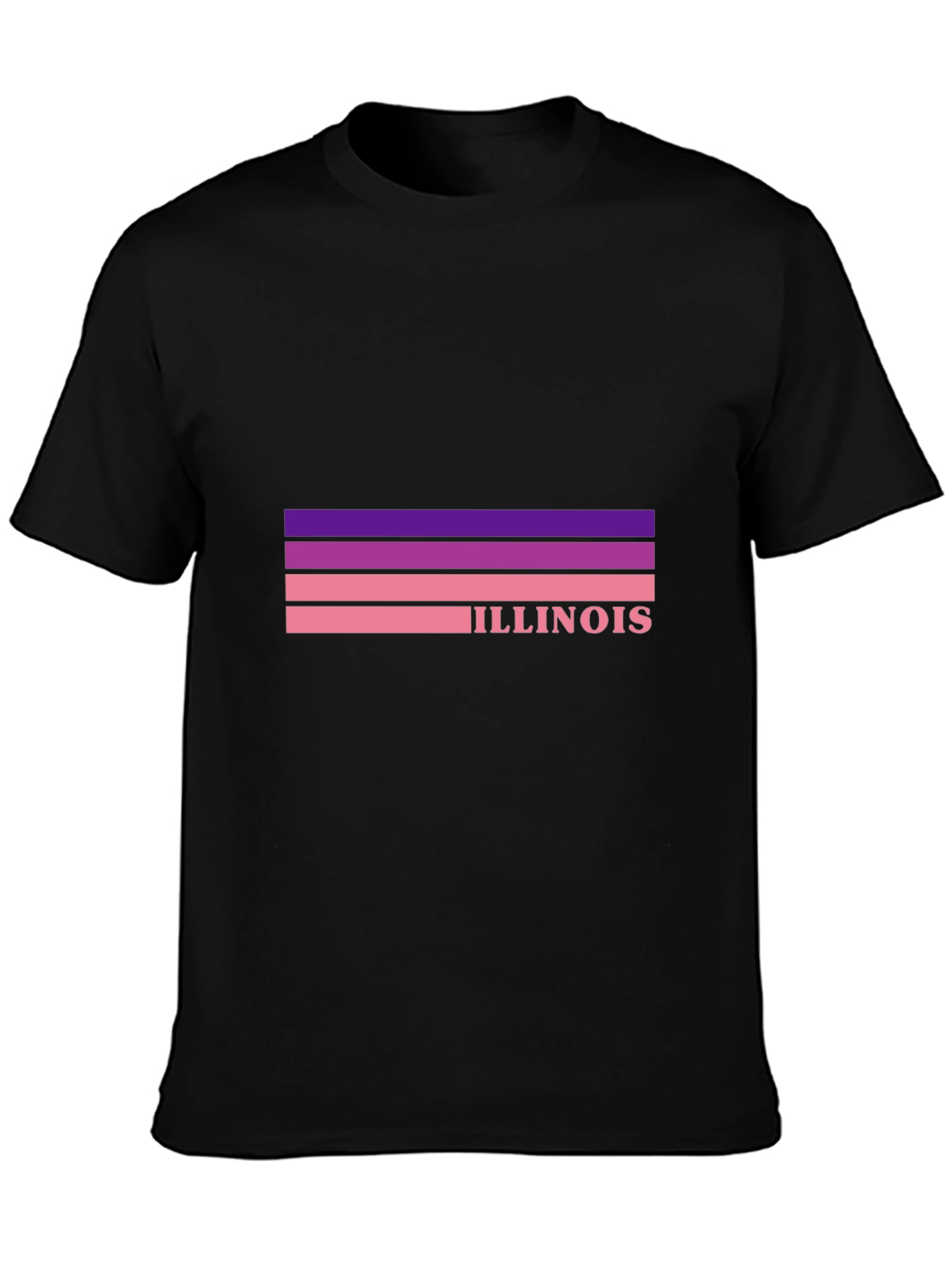 Illinois Retro Striped T-Shirt - Black