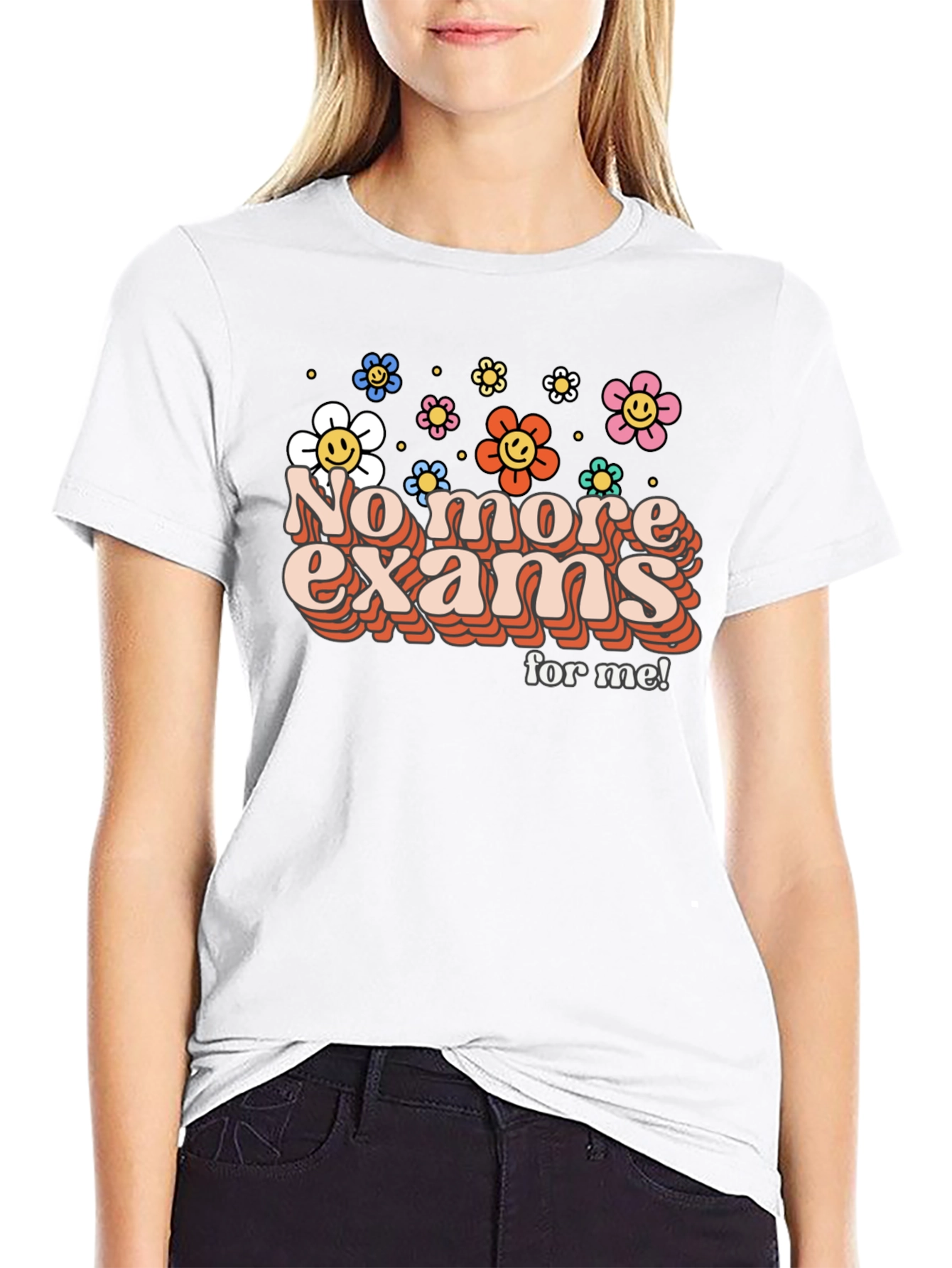 No More Exams Retro Flower T-Shirt