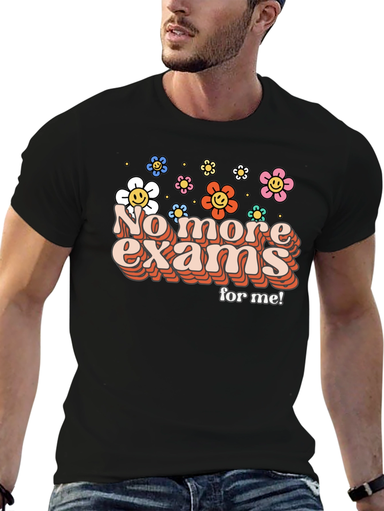 No More Exams Retro Flower T-Shirt