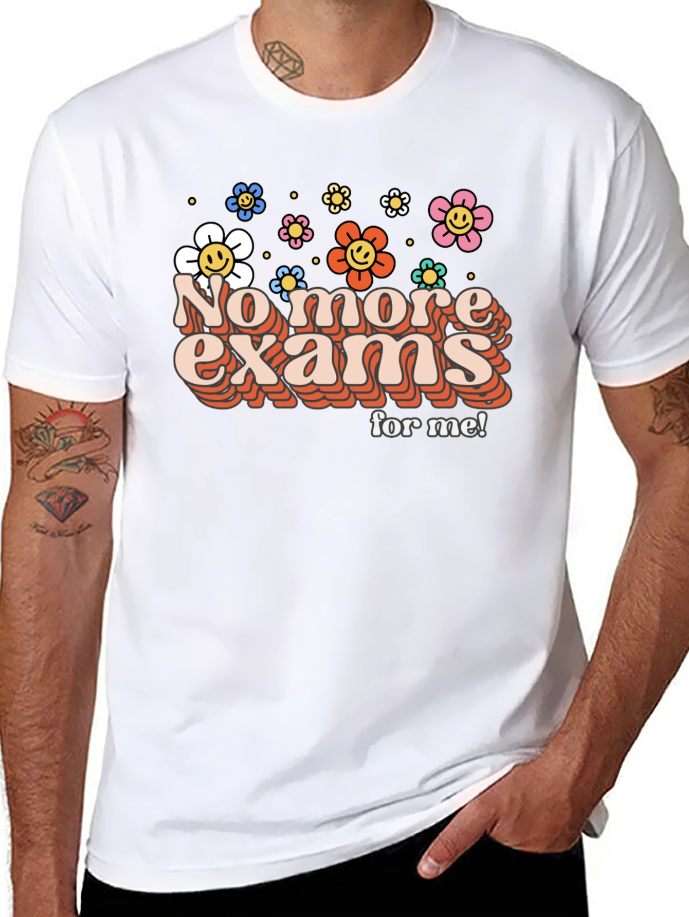 No More Exams Retro Flower T-Shirt
