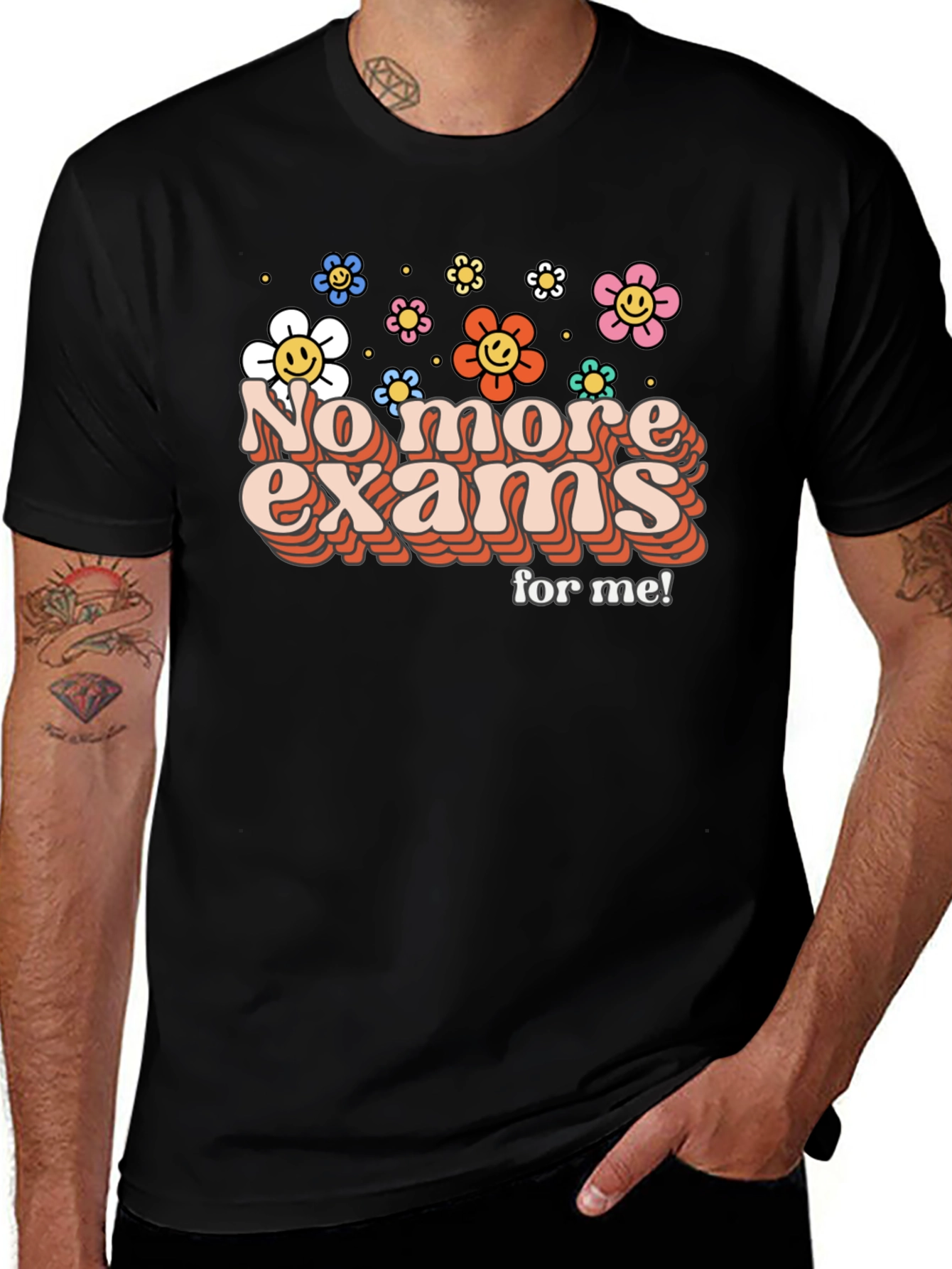 No More Exams Retro Flower T-Shirt