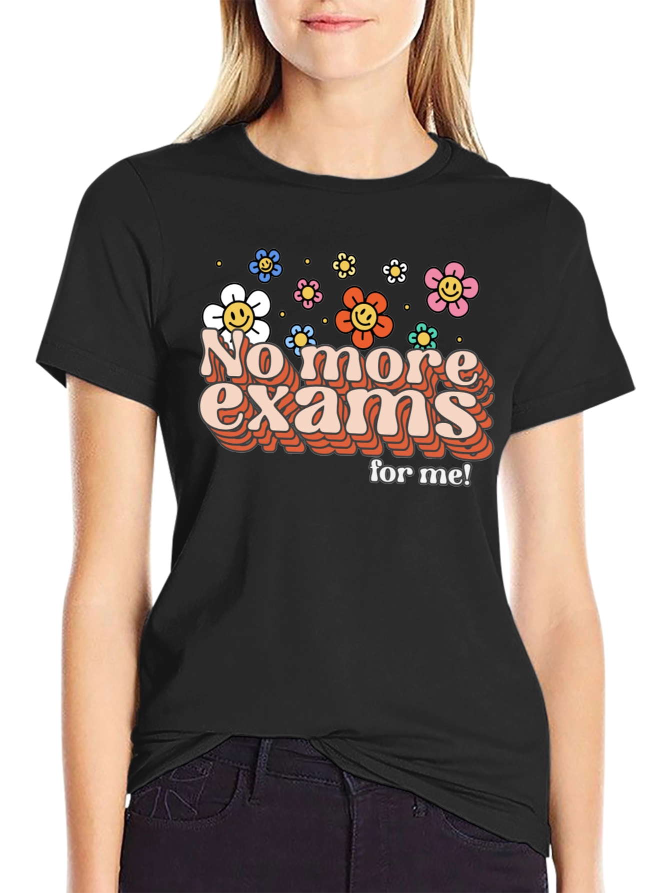 No More Exams Retro Flower T-Shirt