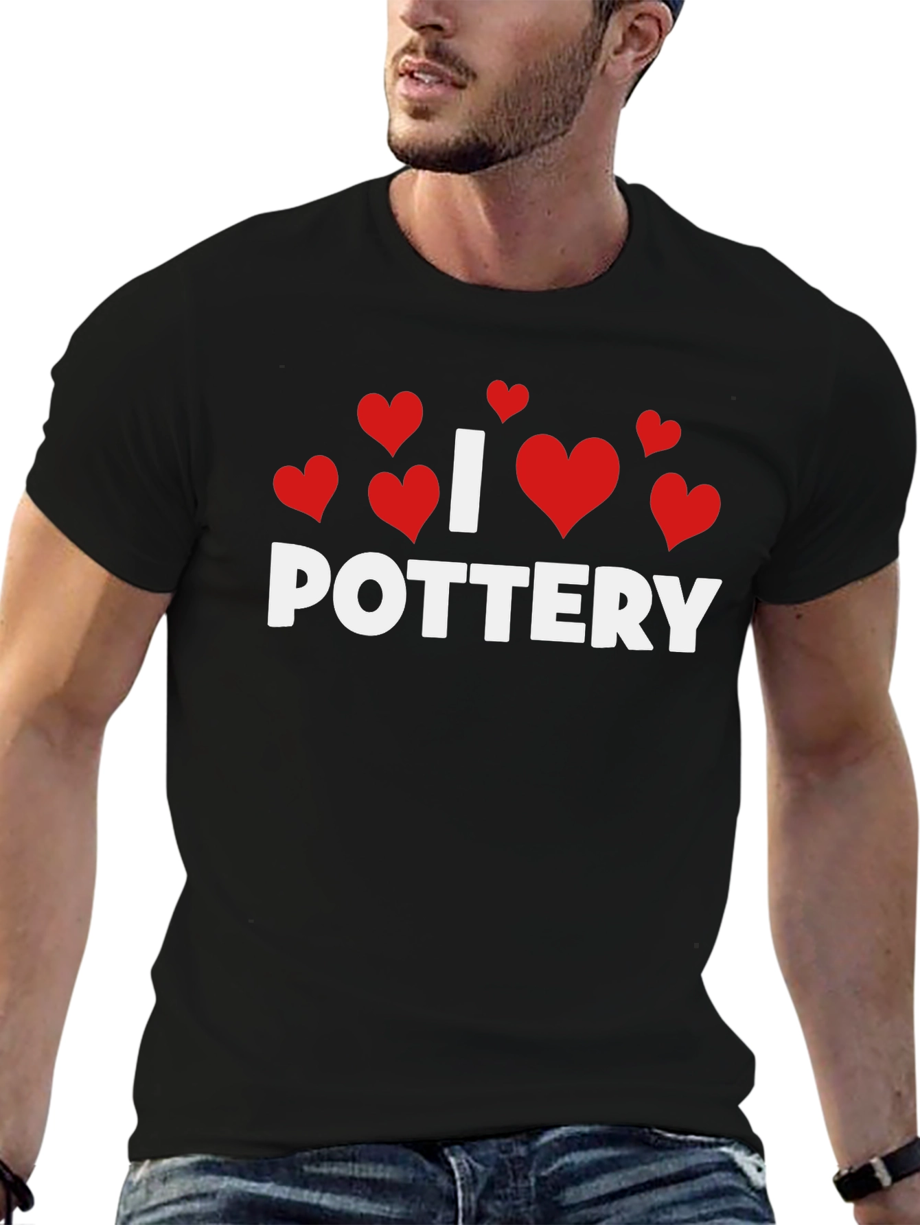 I Heart Pottery T-Shirt - Black Cotton Tee