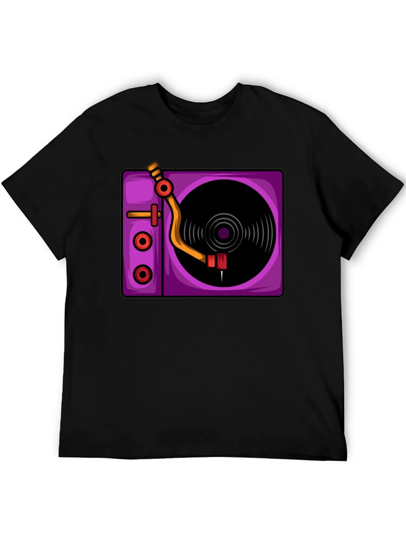 Retro Turntable Graphic T-Shirt - Black
