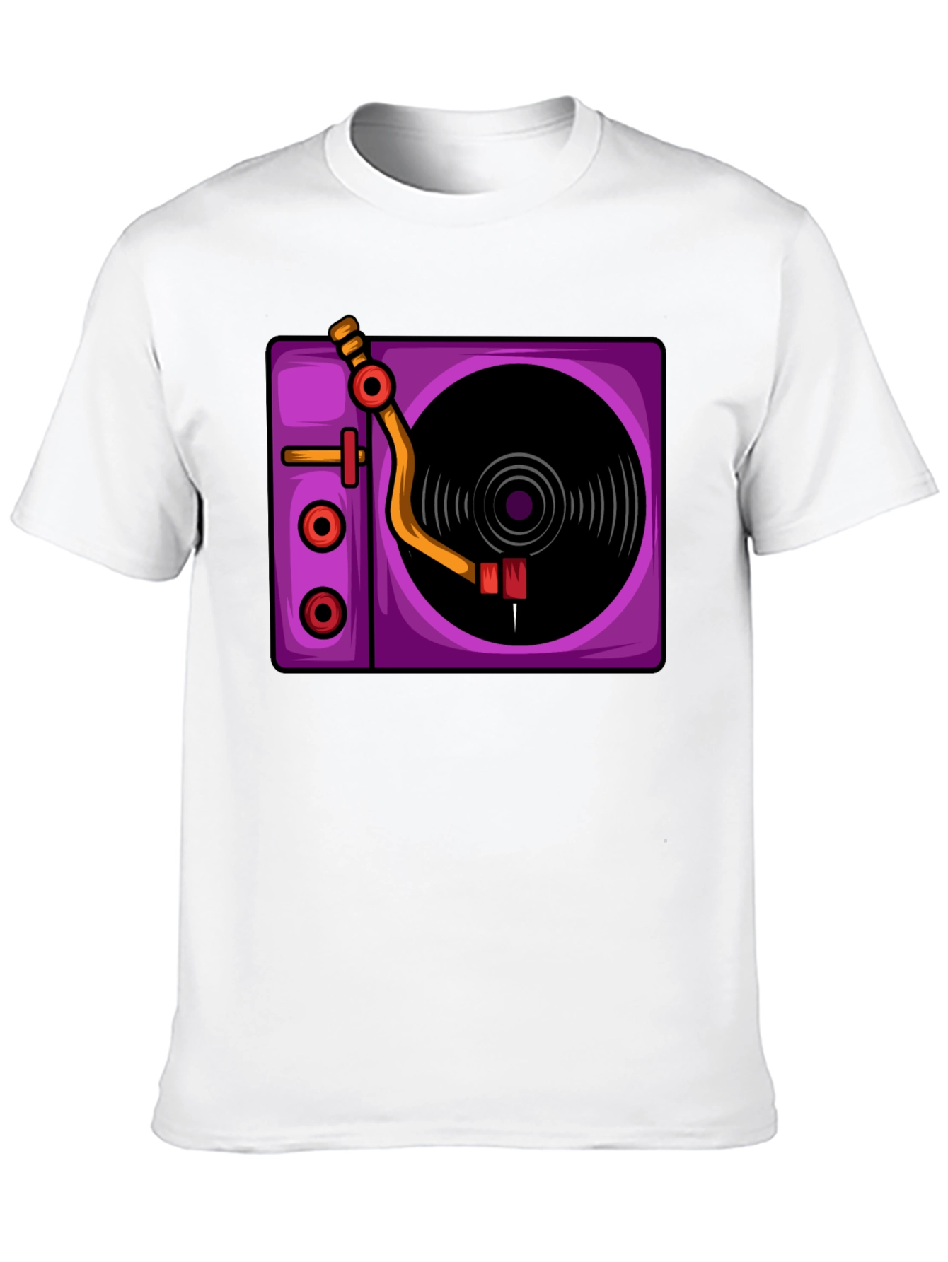 Retro Turntable Graphic T-Shirt - Black