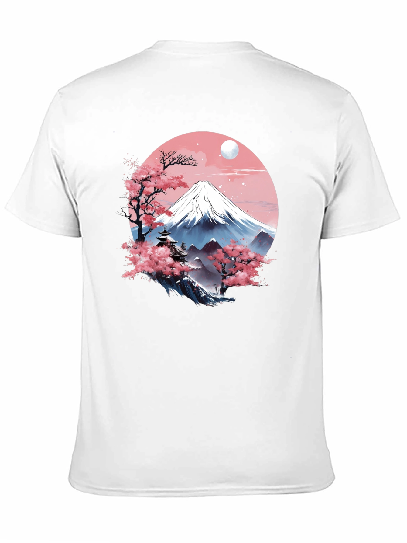 Japanese Mountain Scene Black T-Shirt
