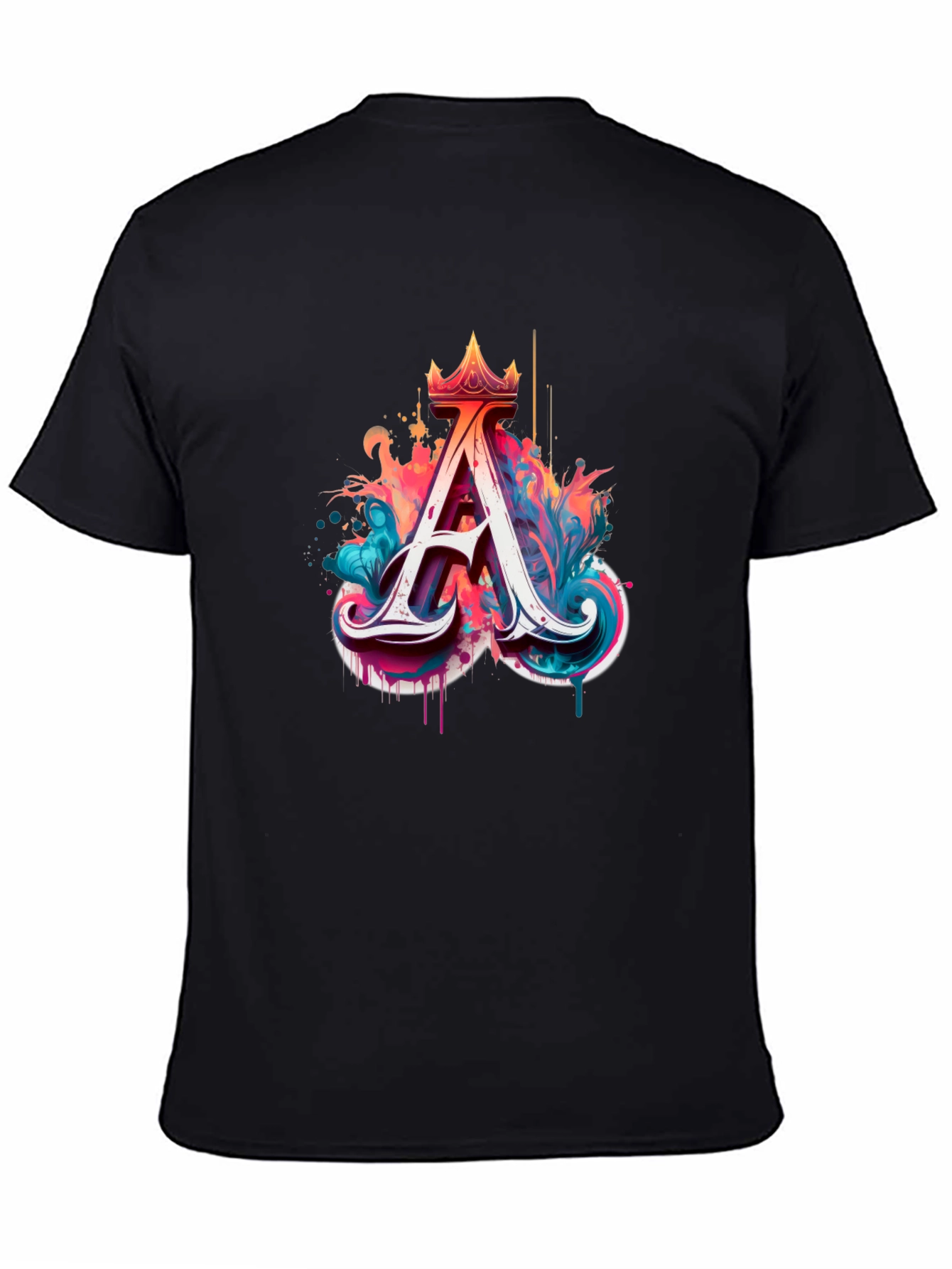Letter A Crowned Graphic Tee - Artistic Design