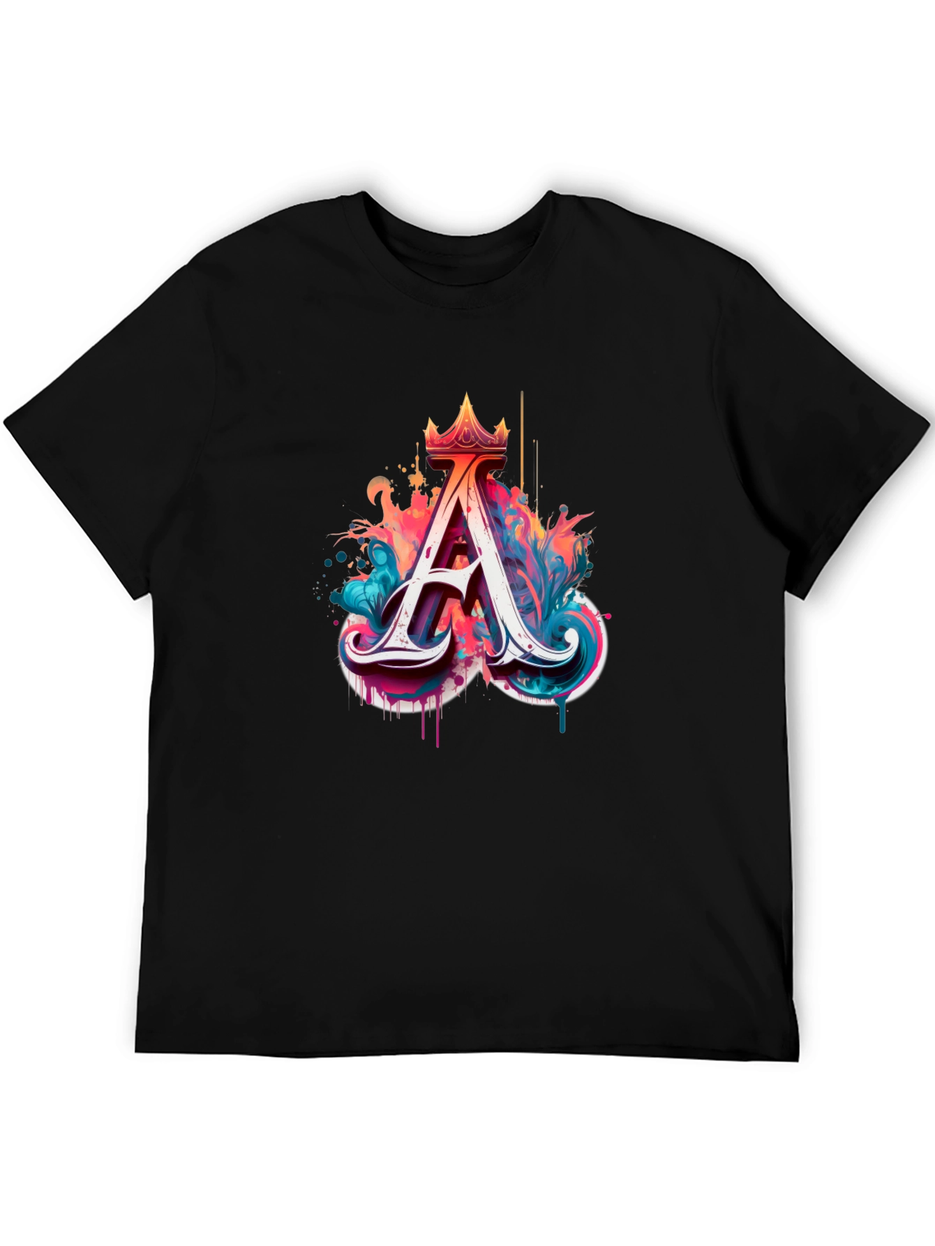 Letter A Crowned Graphic Tee - Artistic Design