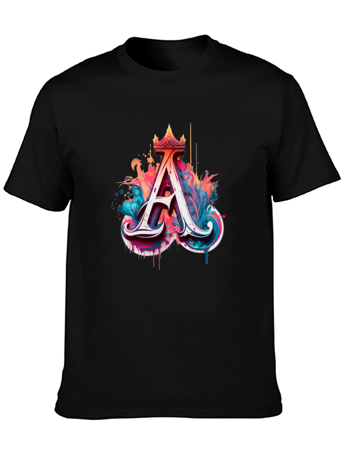 Letter A Crowned Graphic Tee - Artistic Design