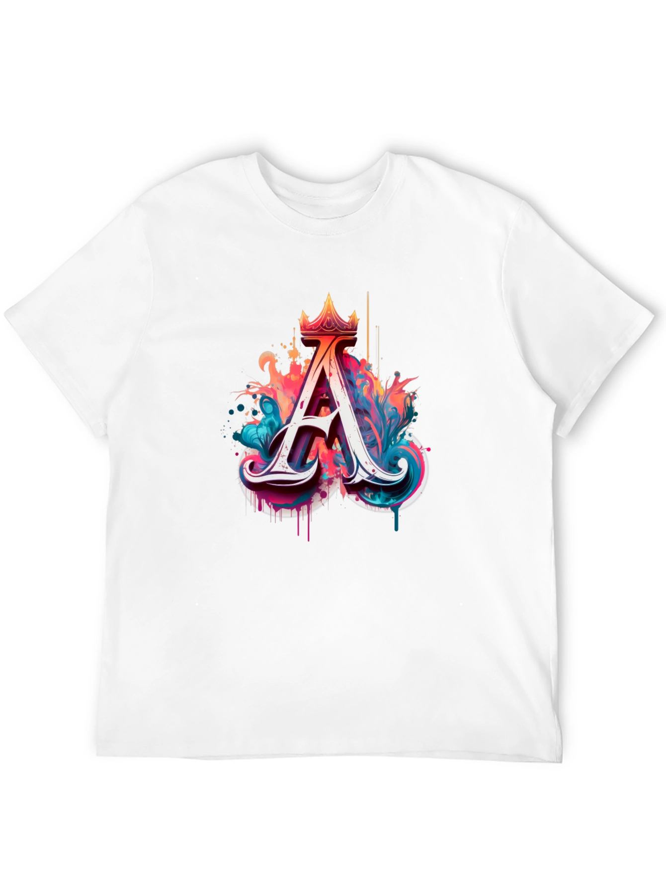Letter A Crowned Graphic Tee - Artistic Design