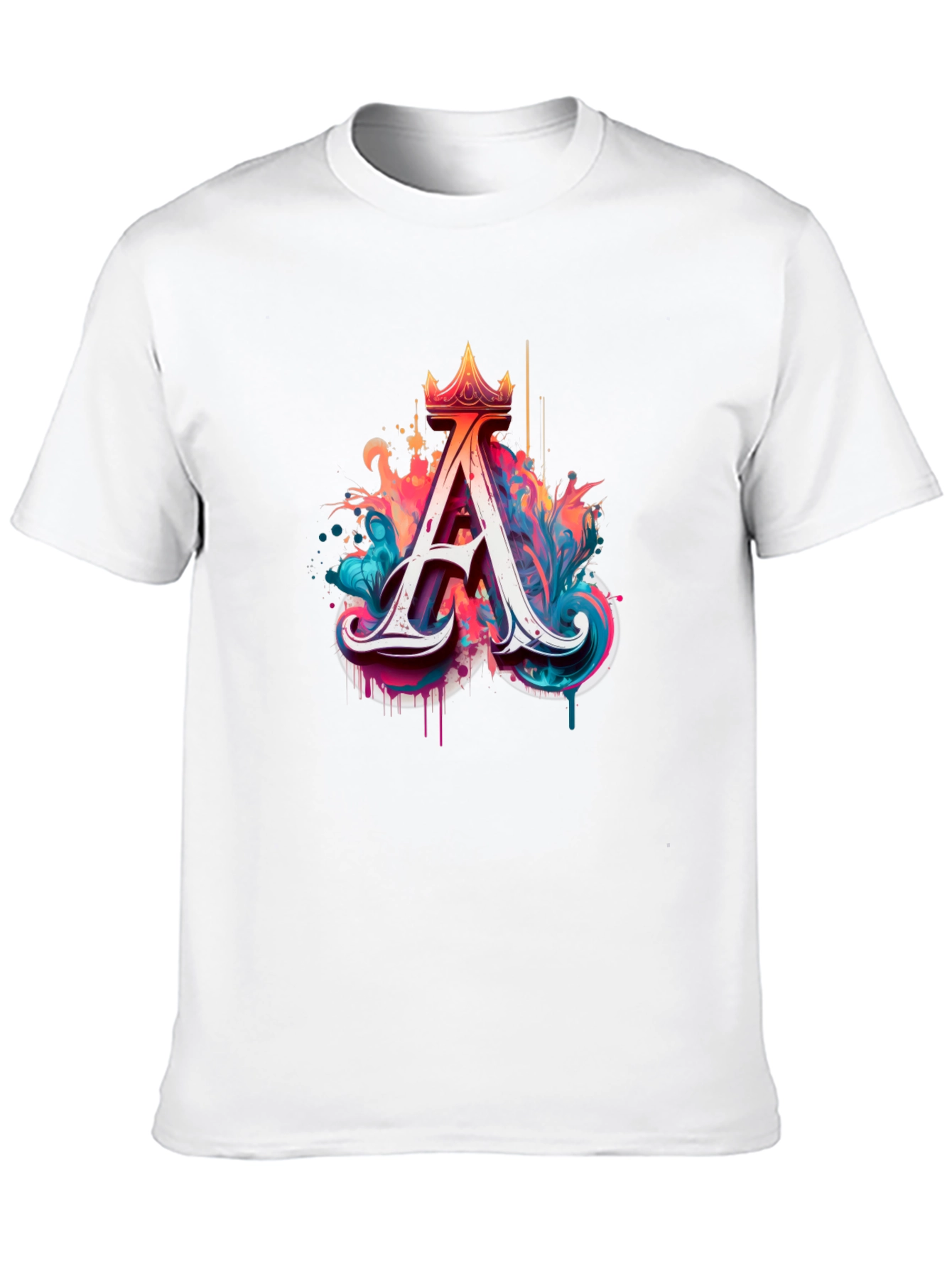 Letter A Crowned Graphic Tee - Artistic Design
