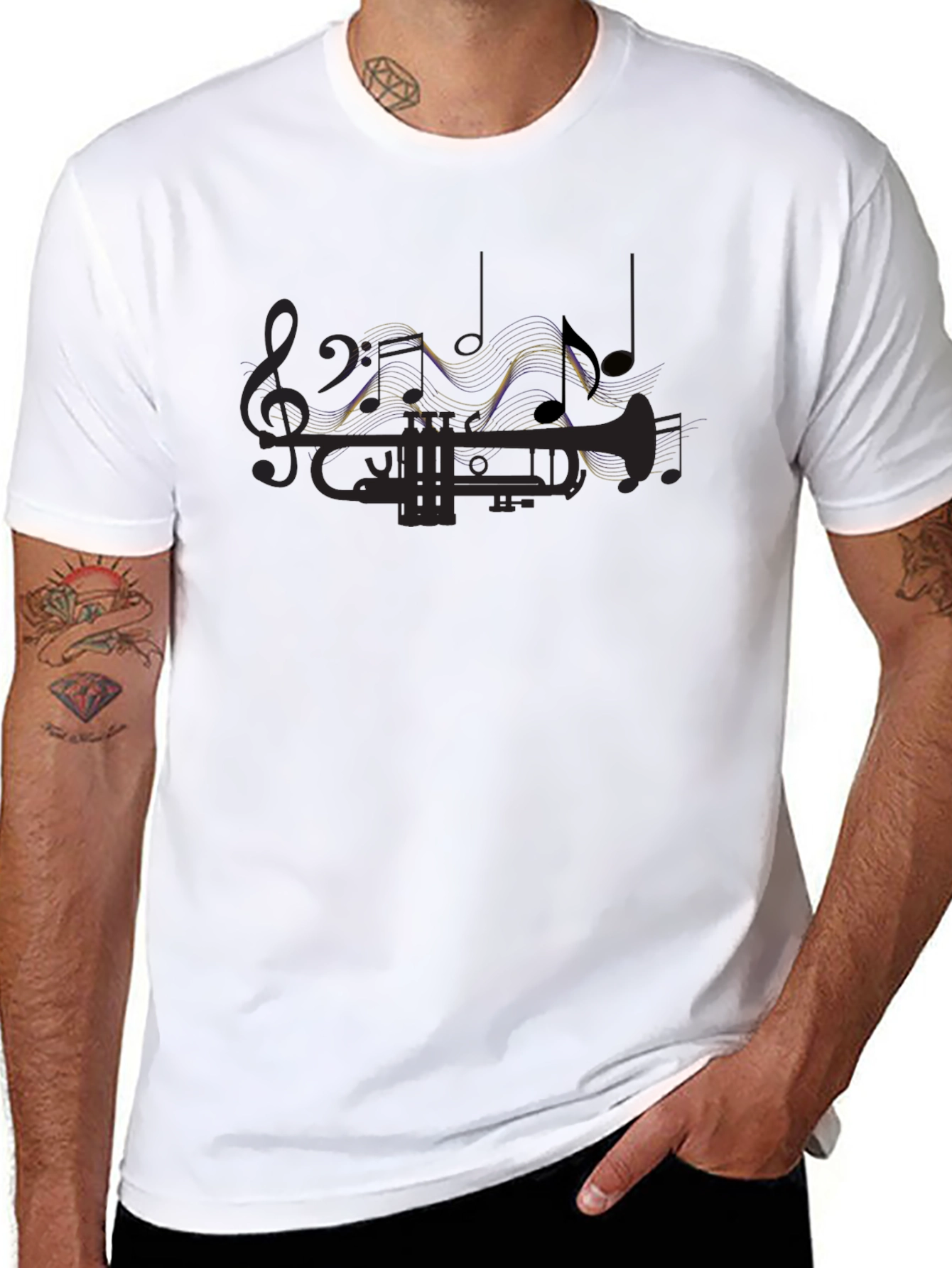 Musical Trumpet Graphic Tee - Black