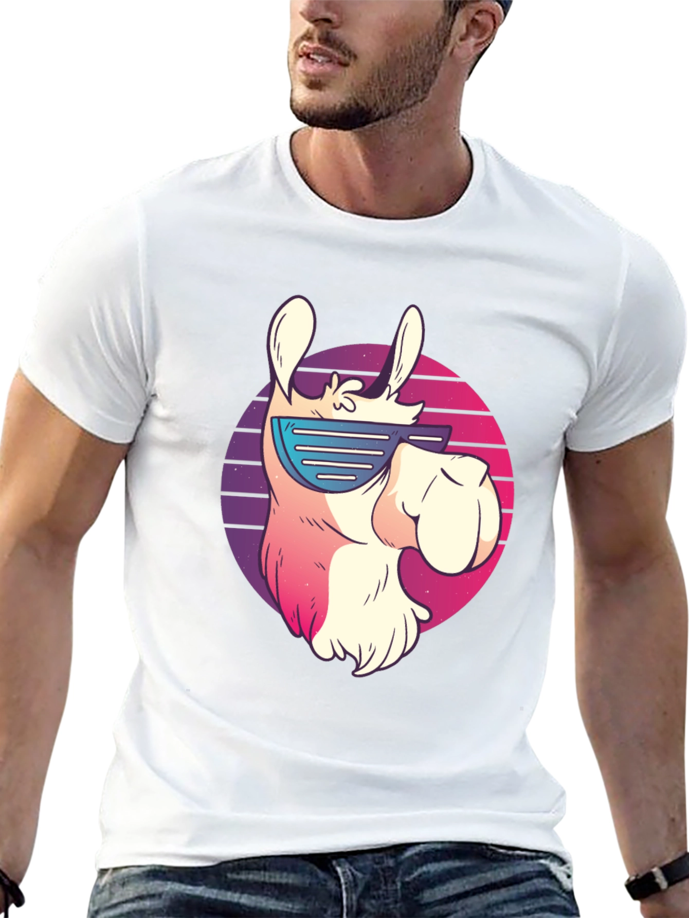 Cool Llama Graphic Tee - Retro Sunglasses Design