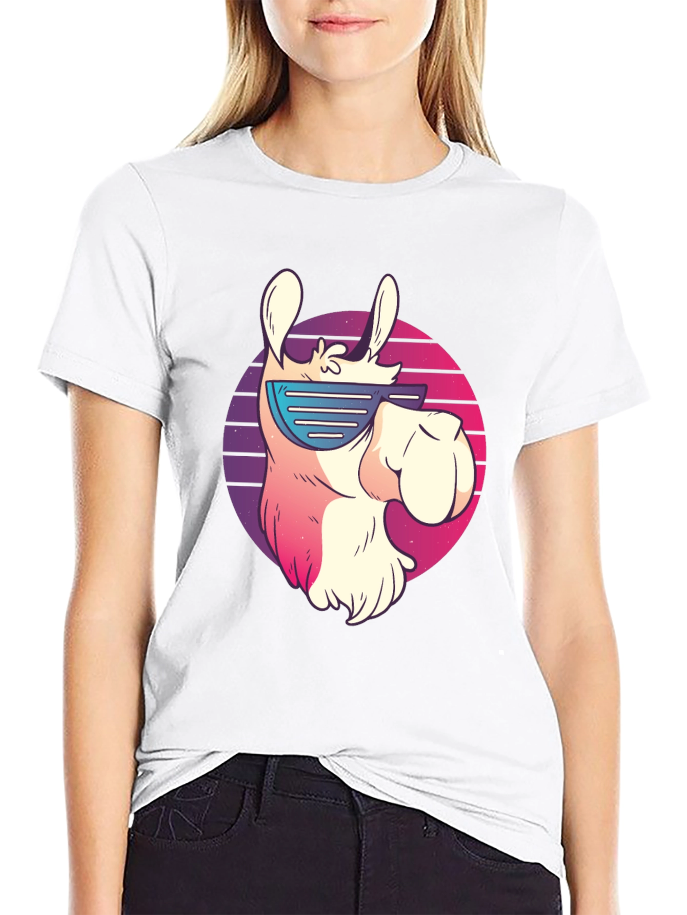 Cool Llama Graphic Tee - Retro Sunglasses Design