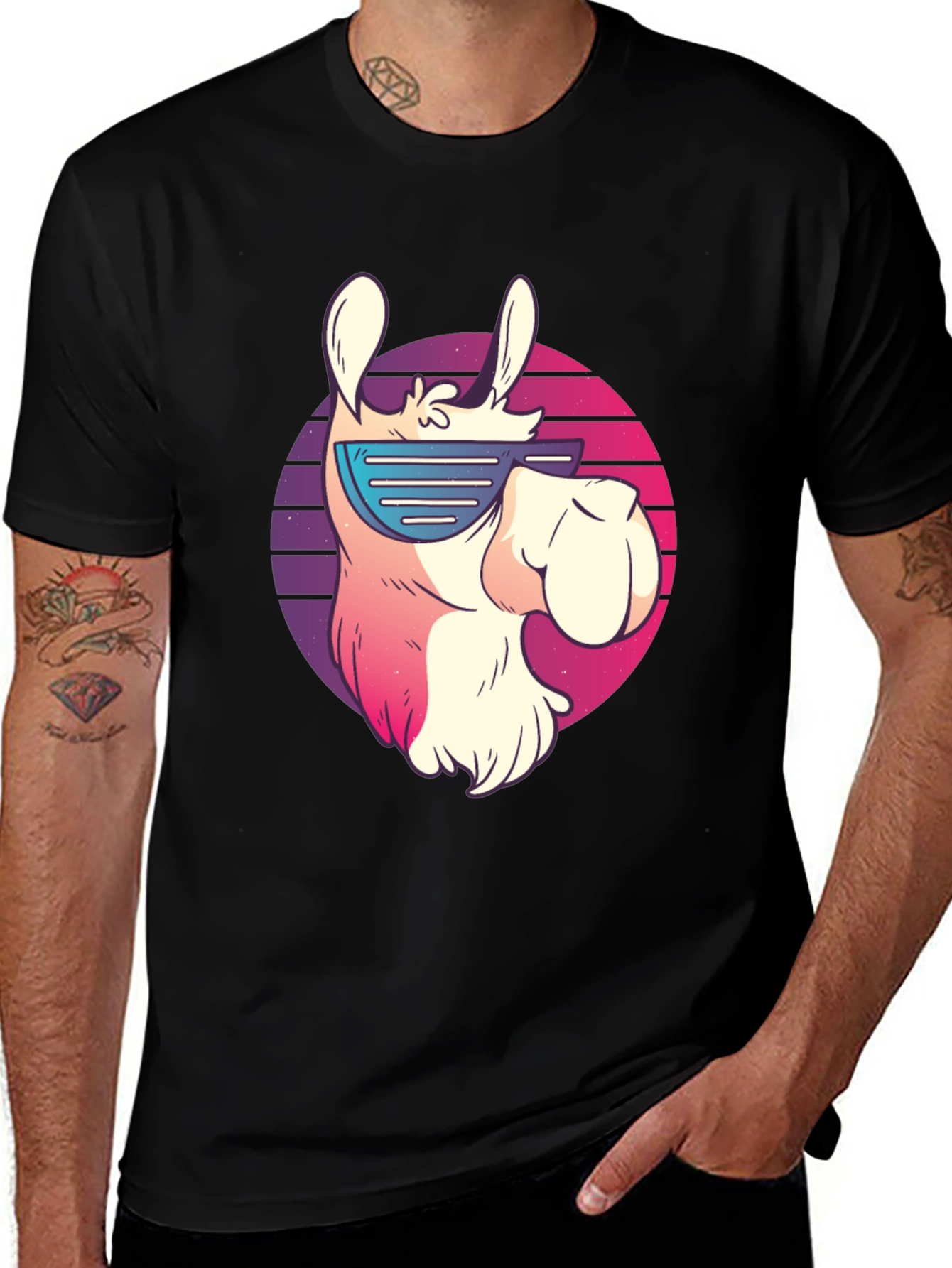 Cool Llama Graphic Tee - Retro Sunglasses Design