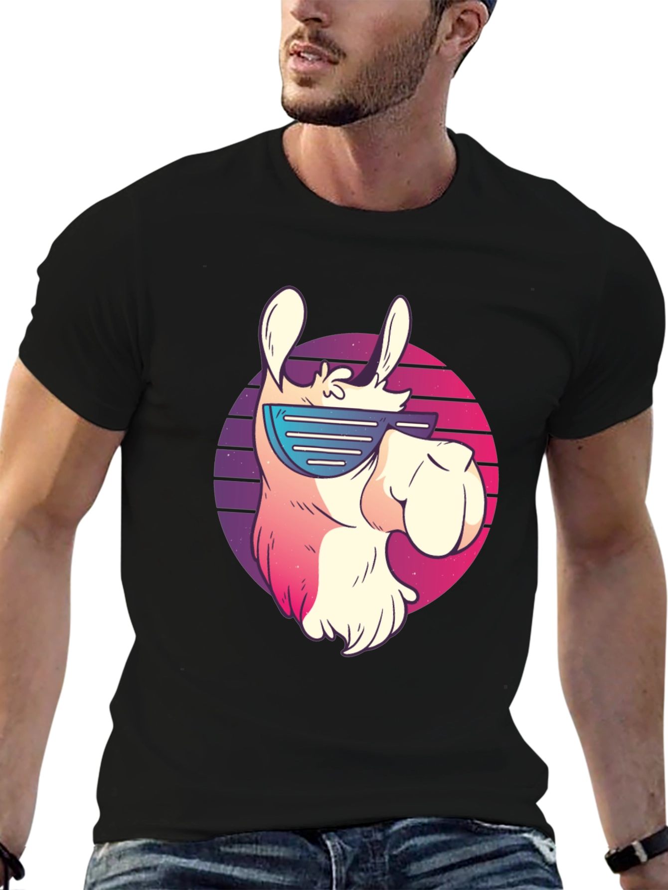 Cool Llama Graphic Tee - Retro Sunglasses Design