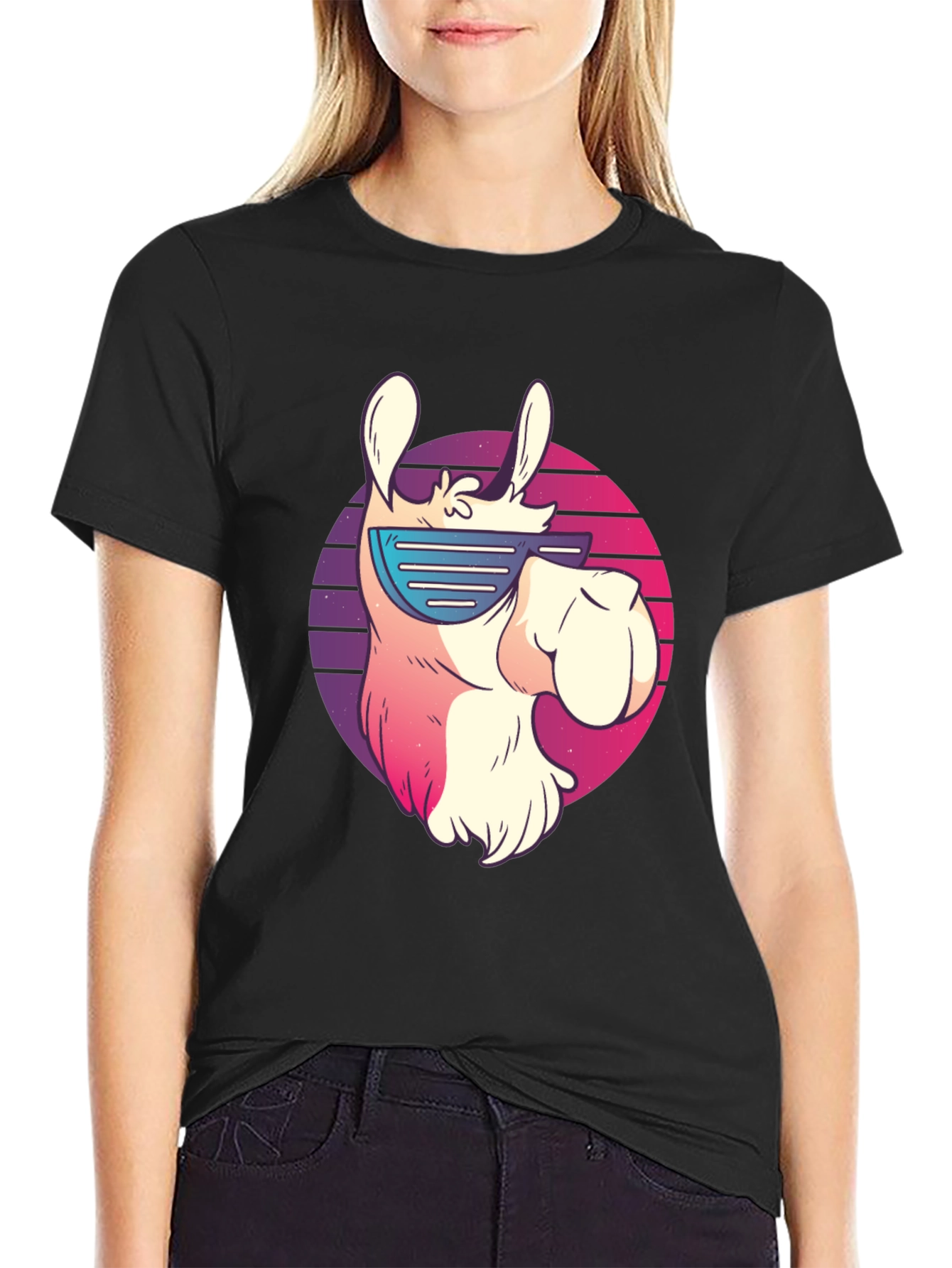 Cool Llama Graphic Tee - Retro Sunglasses Design