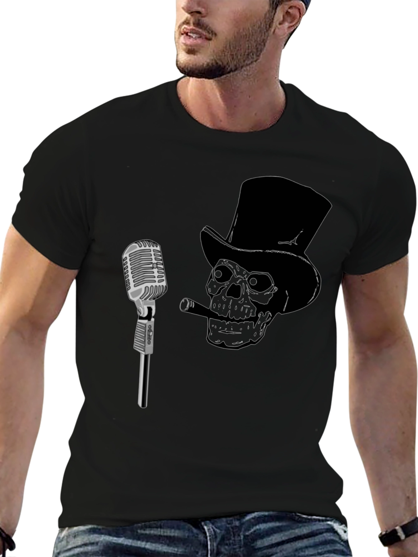 Skull & Microphone Graphic T-Shirt