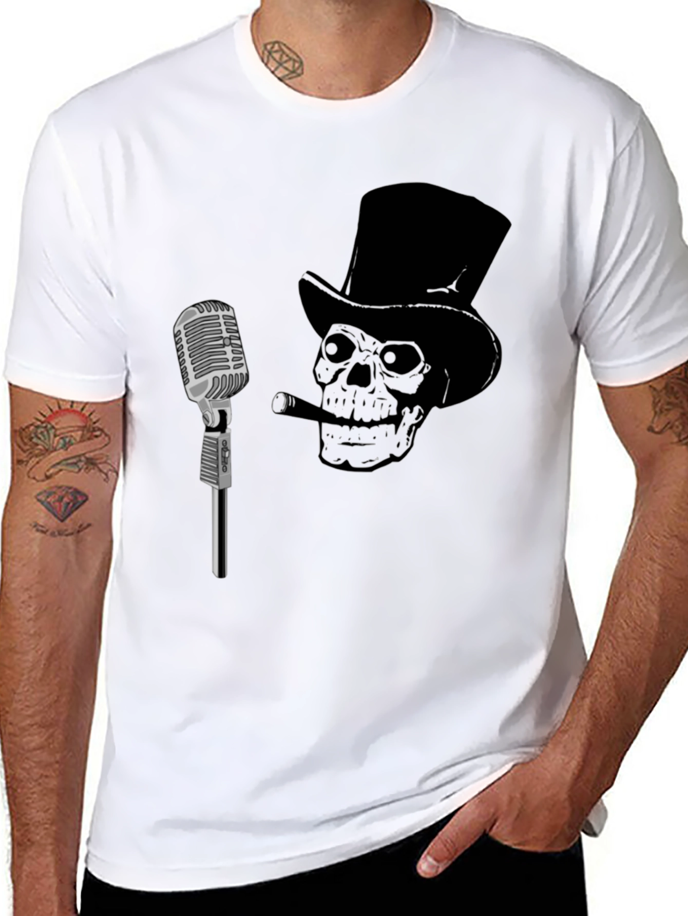 Skull & Microphone Graphic T-Shirt