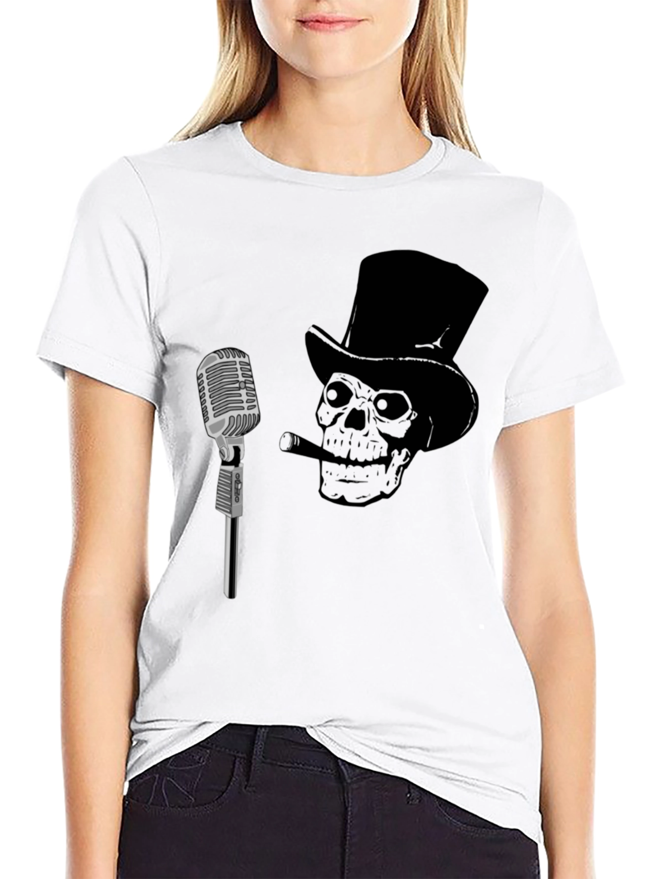 Skull & Microphone Graphic T-Shirt