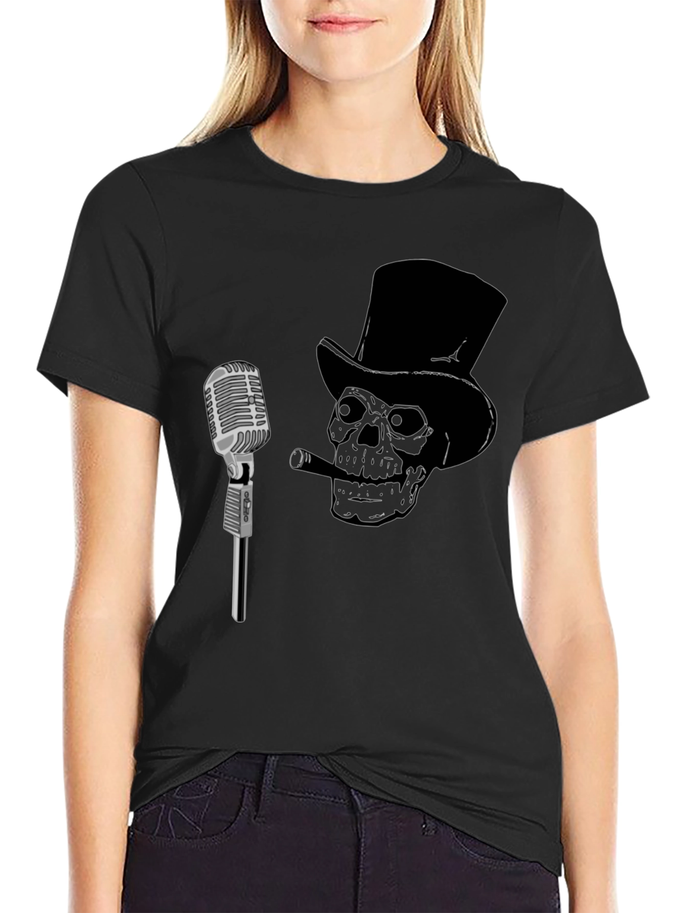 Skull & Microphone Graphic T-Shirt