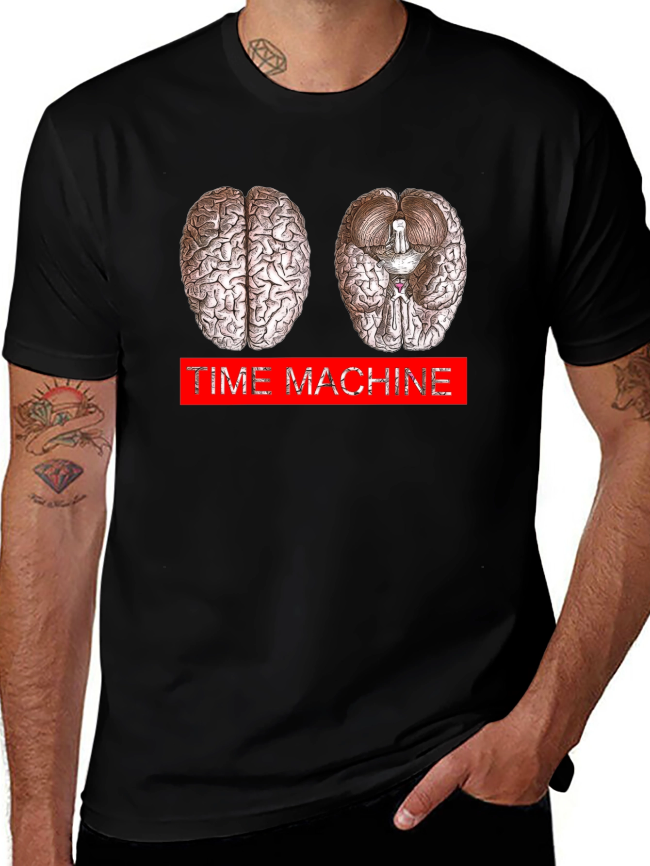 Time Machine Brain Graphic T-Shirt - Neurology Inspired