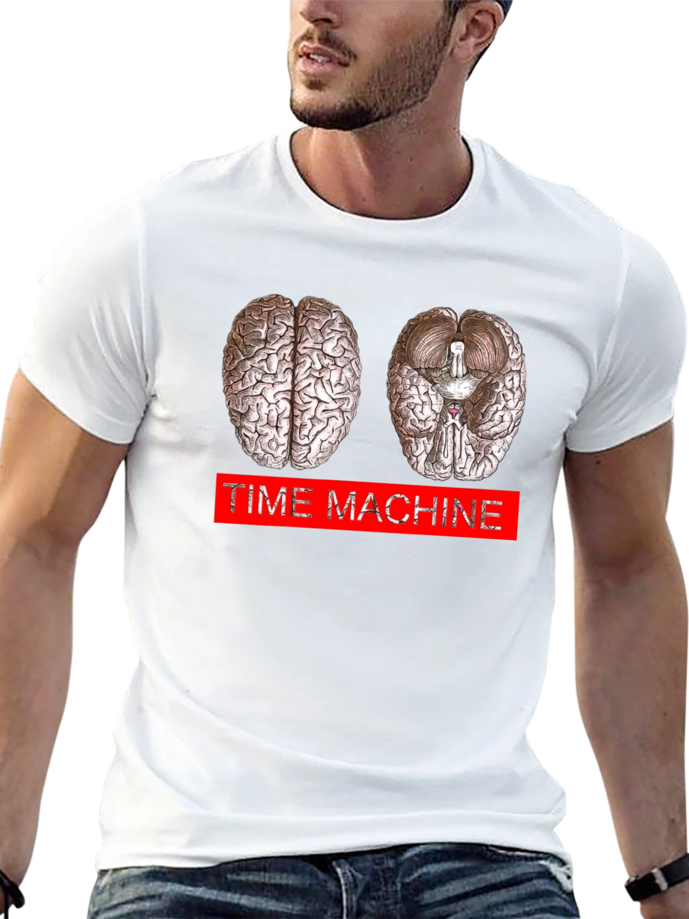 Time Machine Brain Graphic T-Shirt - Neurology Inspired